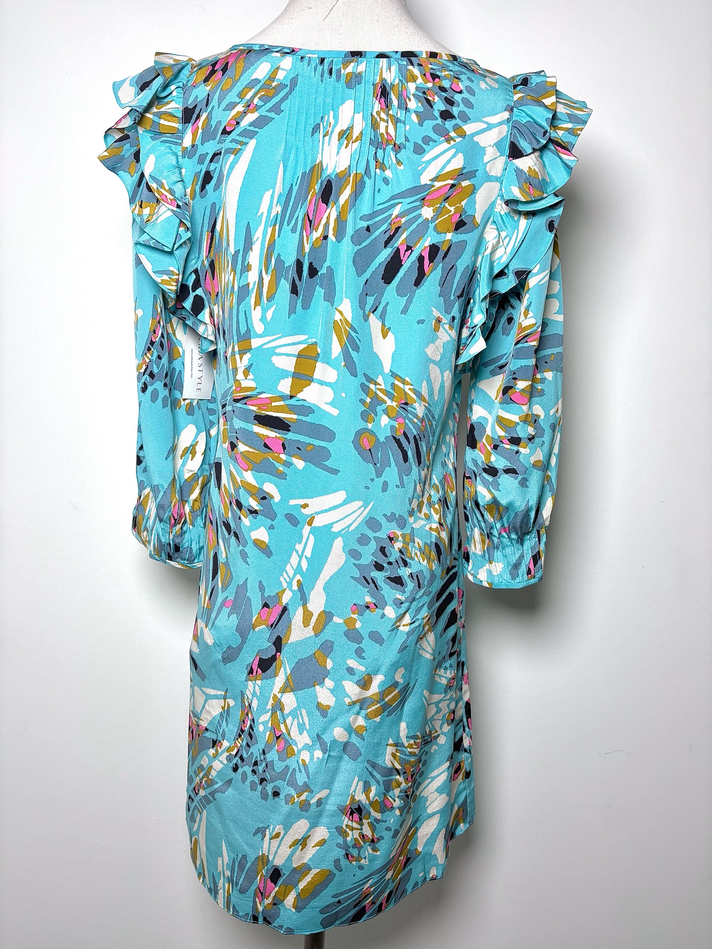 Women Size 6 Tibi Blue, white, brown, pink Print Silk Dress