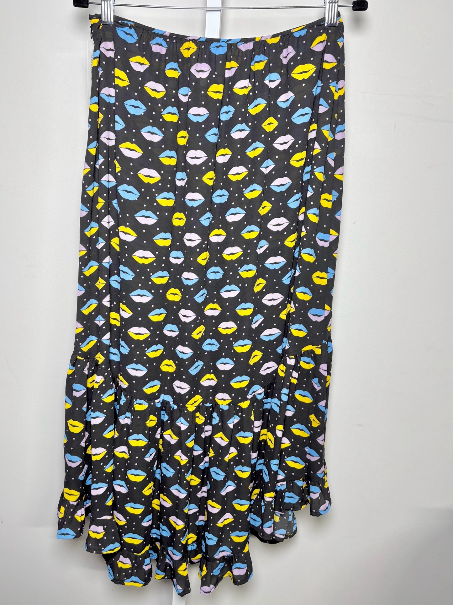 Pre-Owned Women Size M Anna Sui Multi-Color Lips Midi Skirt