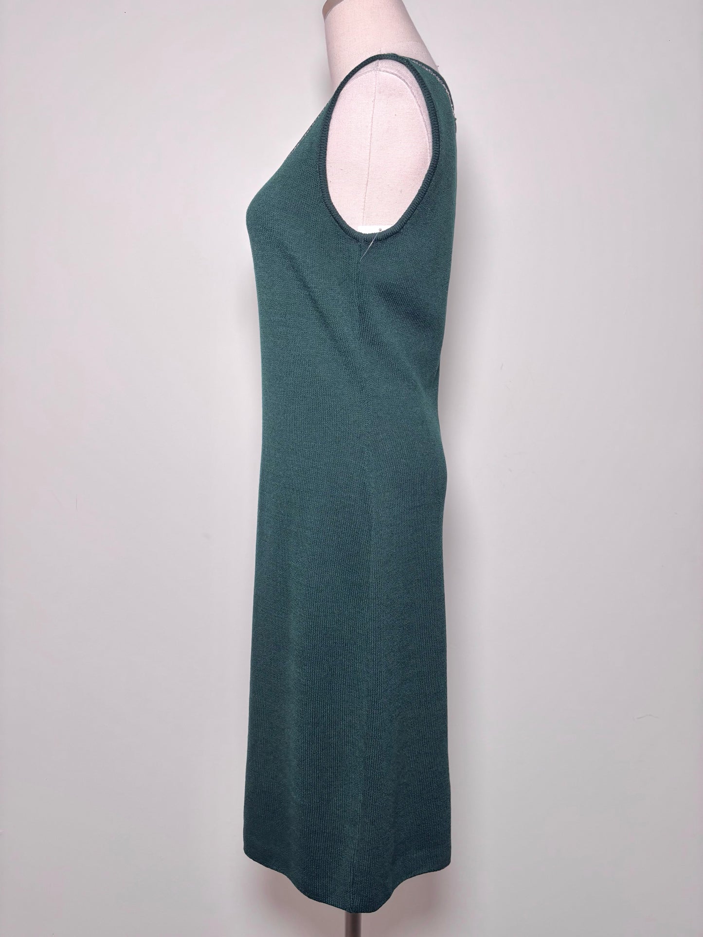 Women Size 4 St. John Evening Green Solid Wool, Rayon Dress