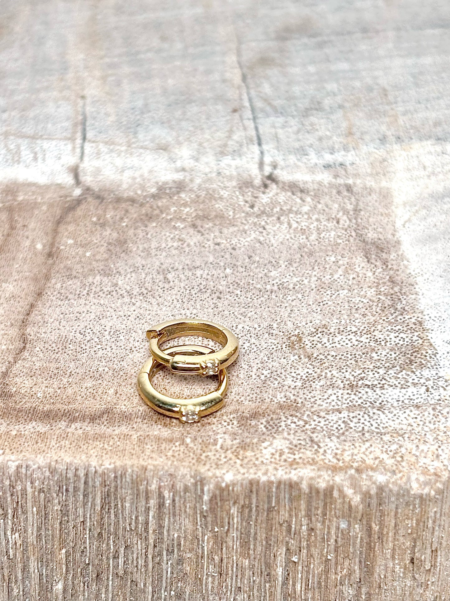Gorjana Diamond Solitaire 14K Gold Huggie Earrings