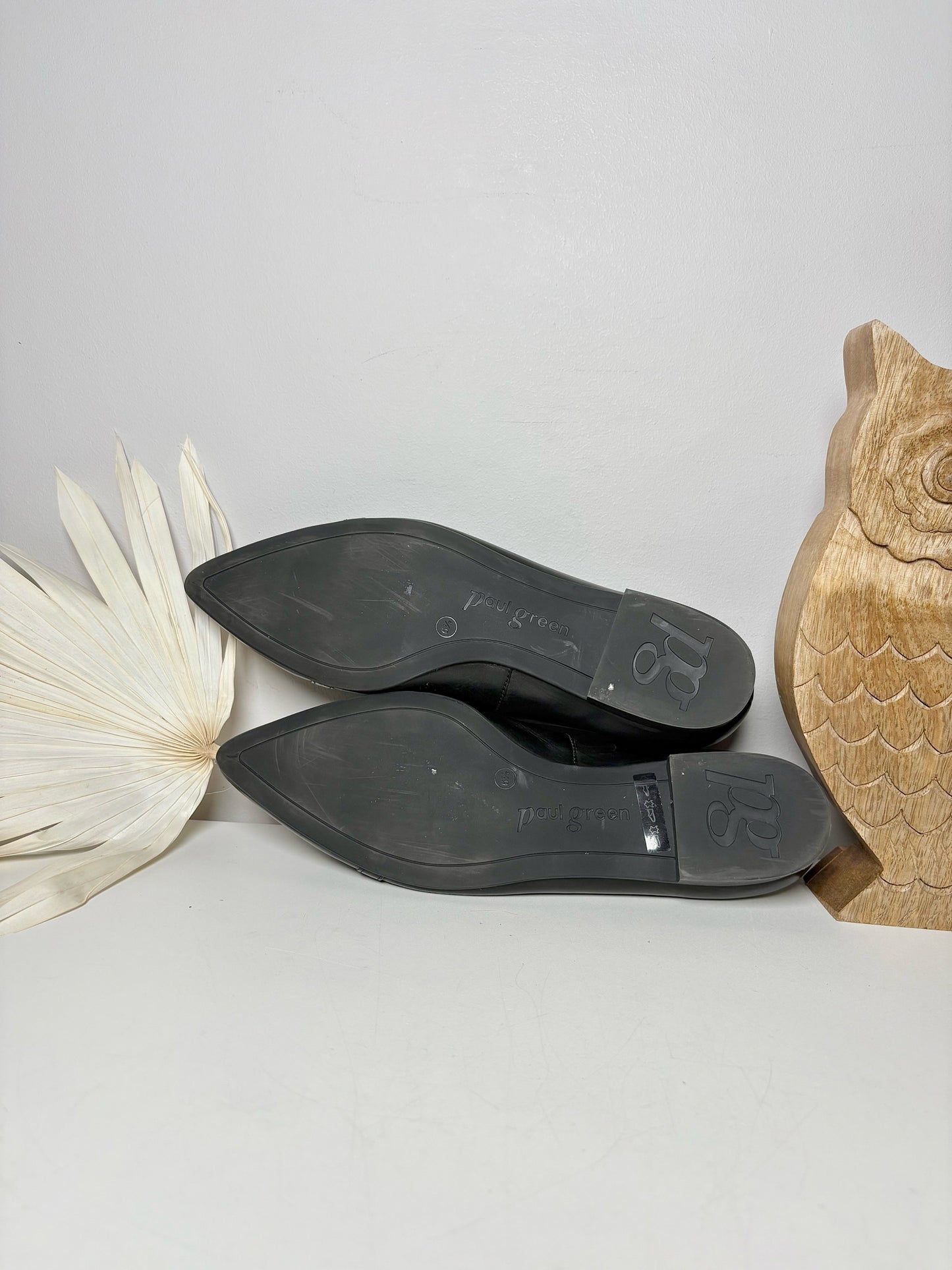 W Shoe Size 9.5 Paul Green Black Leather Cowhide, Suede NWOT Loafers