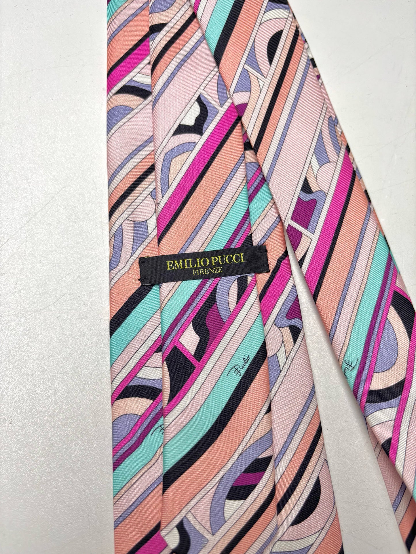 Emilio Pucci Multi-Color Silk Abstract Print Men's Tie