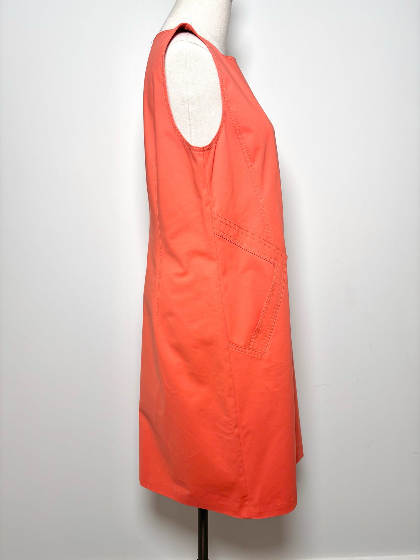 Women Size 8 Lafayette 148 Orange Solid Cotton, Polyamide, Elastane Dress