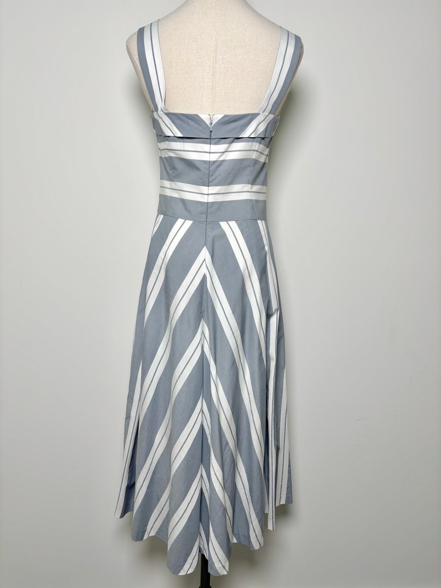 Women Size 6 J. Peterman Gray, White Stripe Cotton Dress