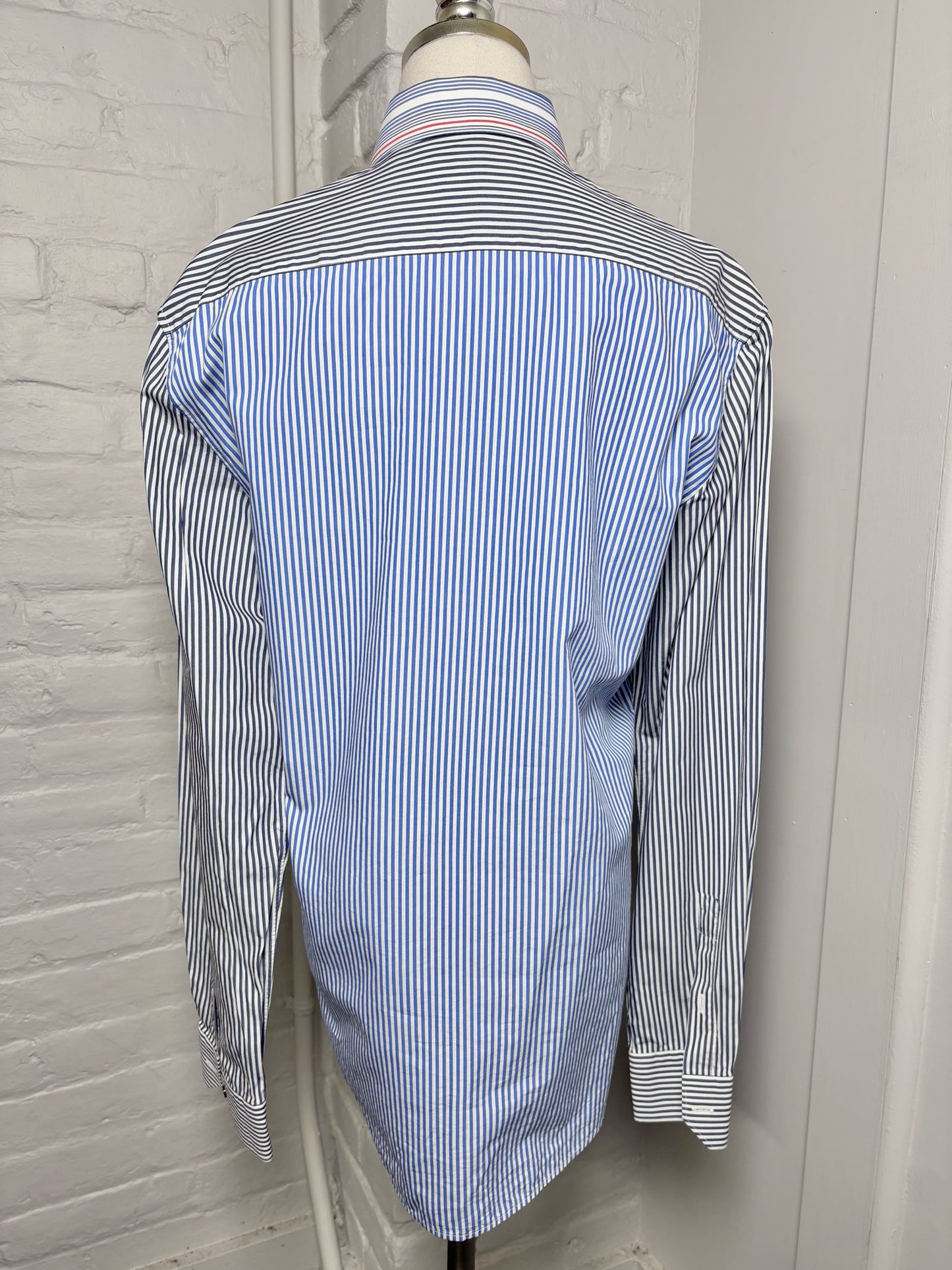 Women Size 39 (L, US) Joseph Blue, White Striped Shirt