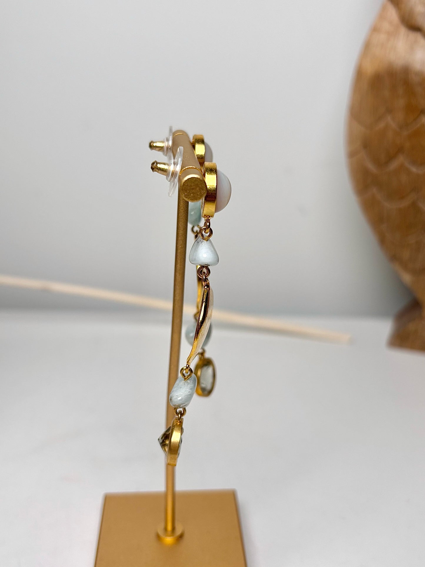Lizzie Fortunato Multi-stone Blue Cove Pearl Gold Plated Brass Drop Earrings