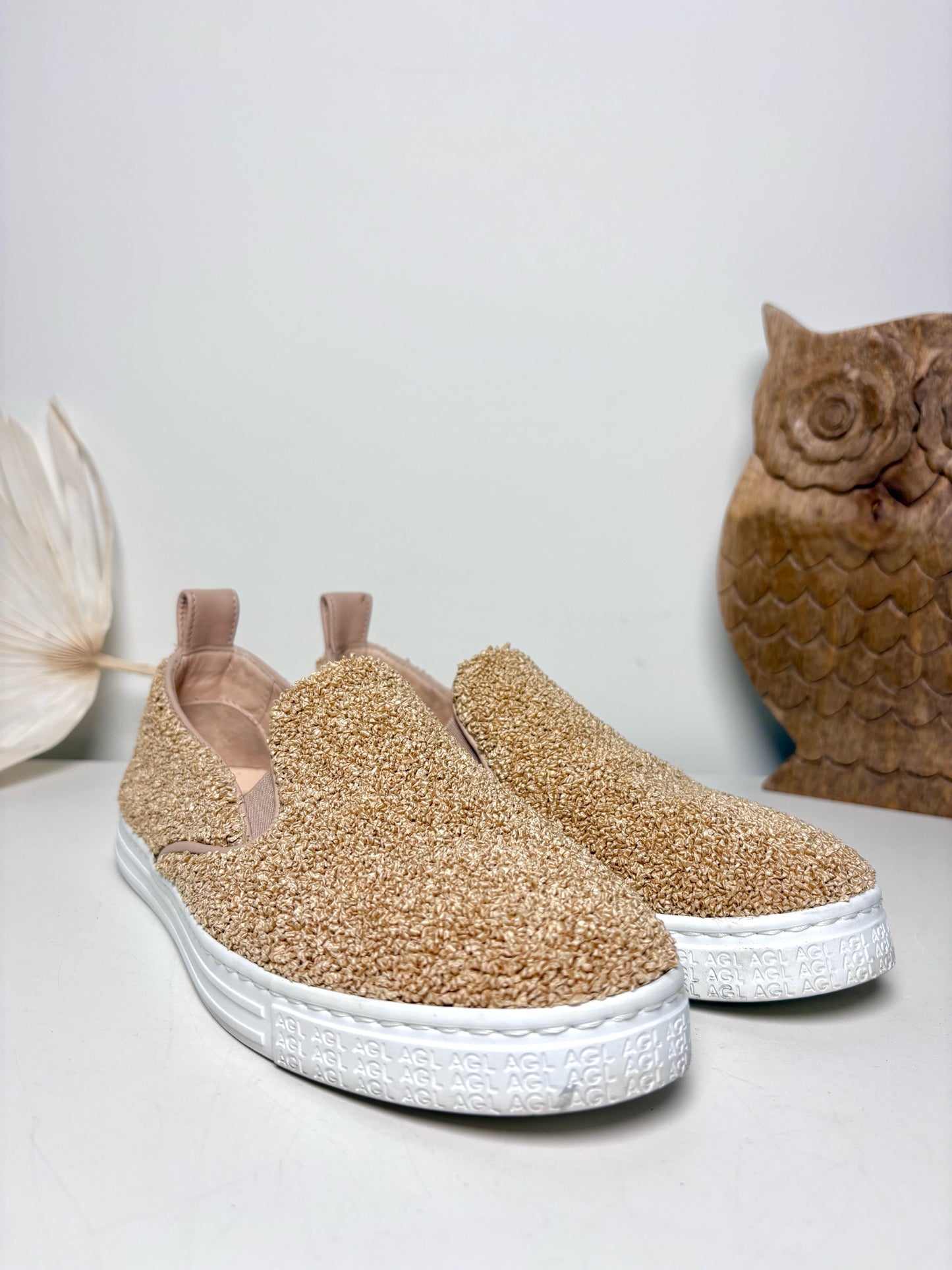W Shoe Size 36 (5.5/6 US) AGL Tan Fabric Sneakers
