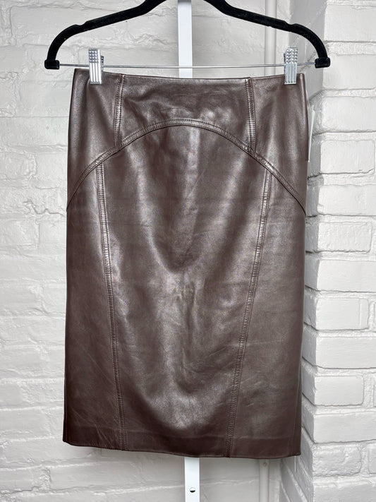 Women Size 2 Lafayette 148 Brown Solid Skirt