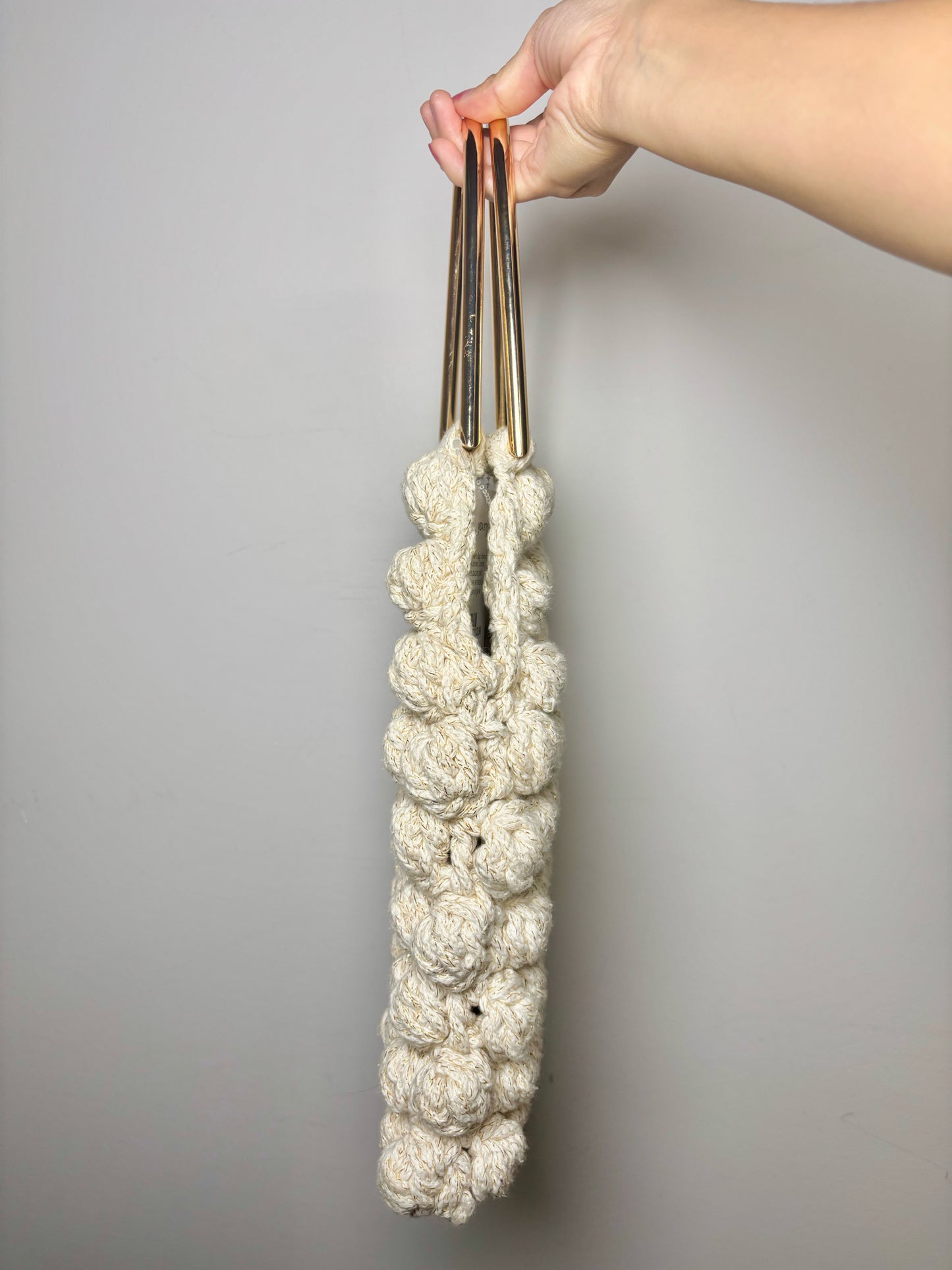 Ulla Johnson Crochet Cotton Cream Tote Gold Handles Purse
