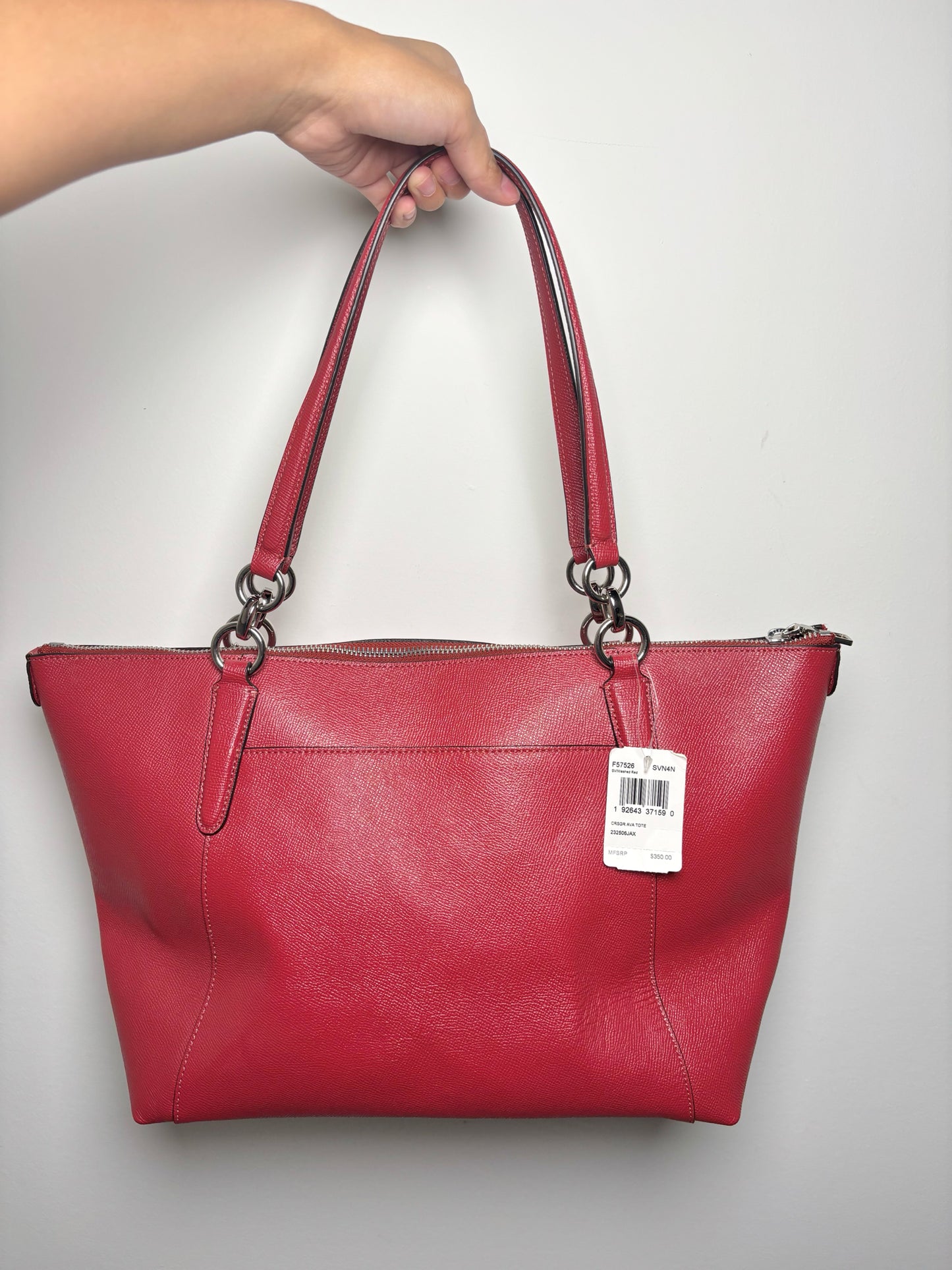 Coach Saffiano Leather NWT Red Ava Tote Purse