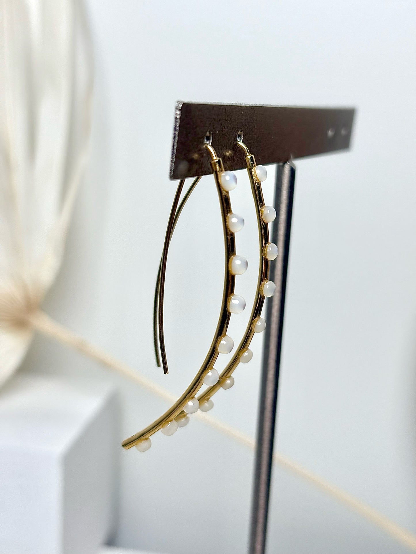 ASHA by Ashley McCormick 10K Gold + Pearl Half Hoops Earrings