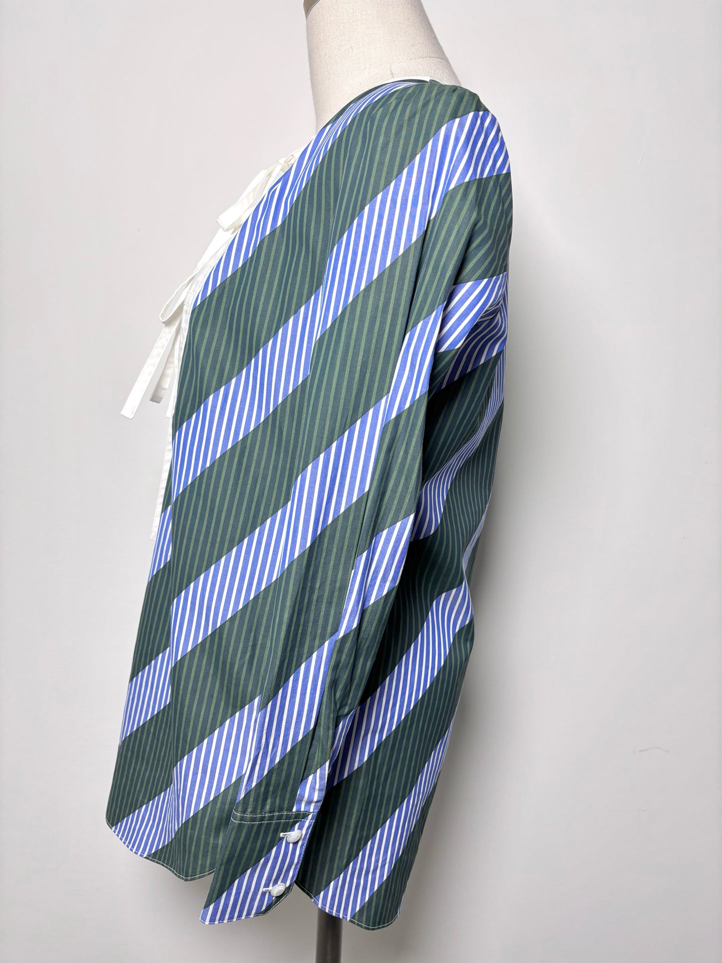 Women Size 0 Tory Burch Green, Blue, White Stripe Cotton NWT Blouse