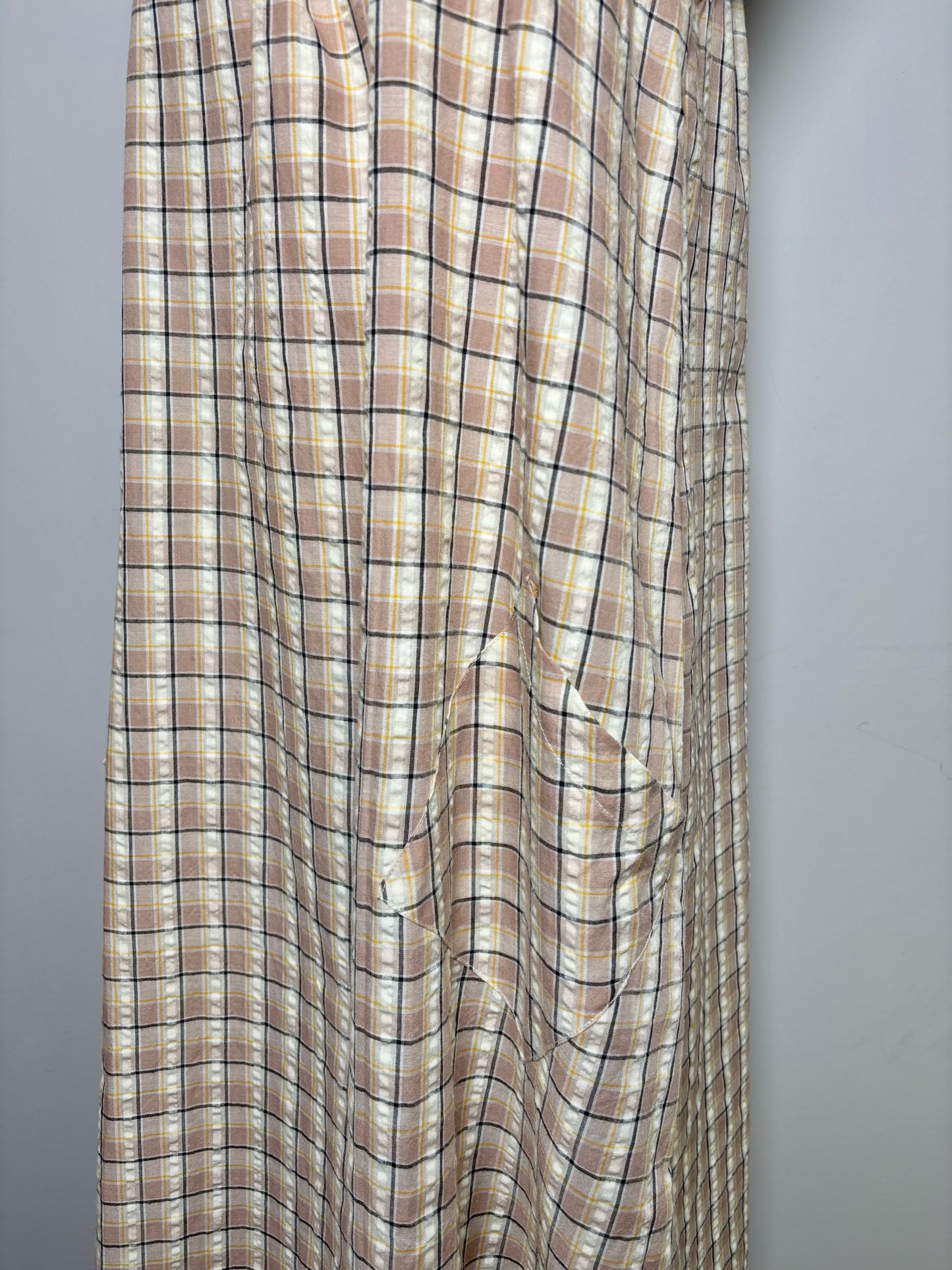Women Size XS Sundays Taupe, Cream, Black, Yellow Checkered NWT Dress