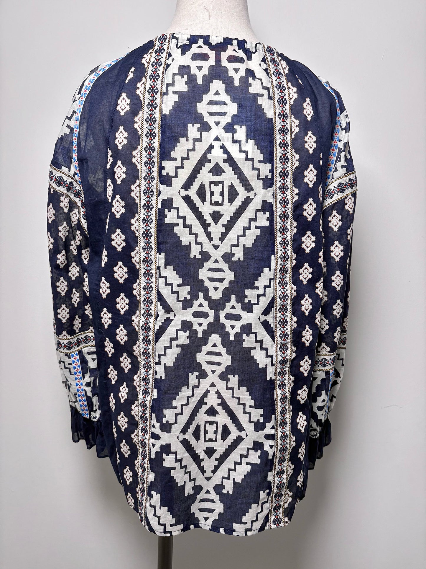 Women Size S Tory Burch Blue, White Print Candice Shirt