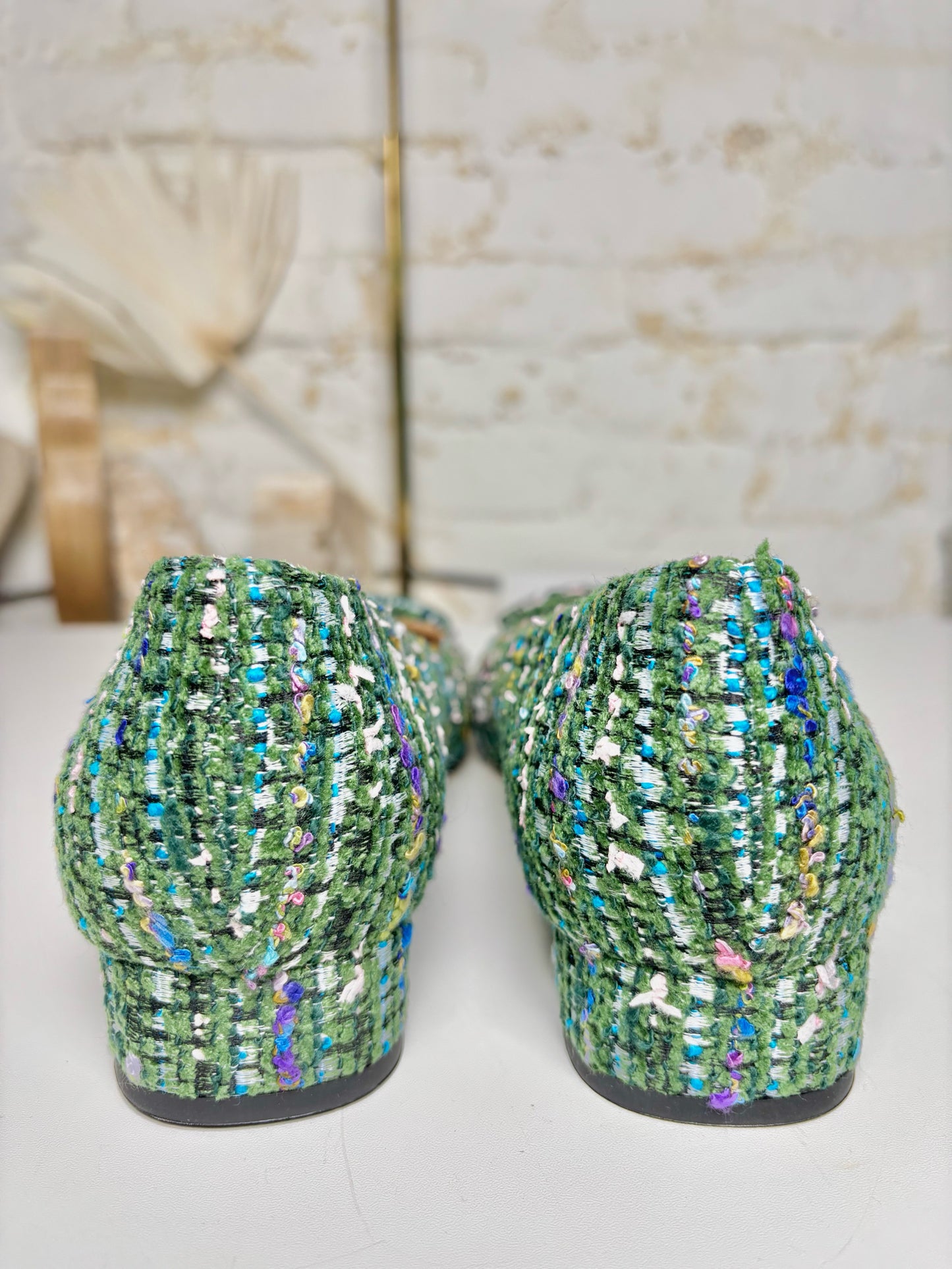 W Shoe Size 41 Ann Mashburn Green Tweed NWT Heels