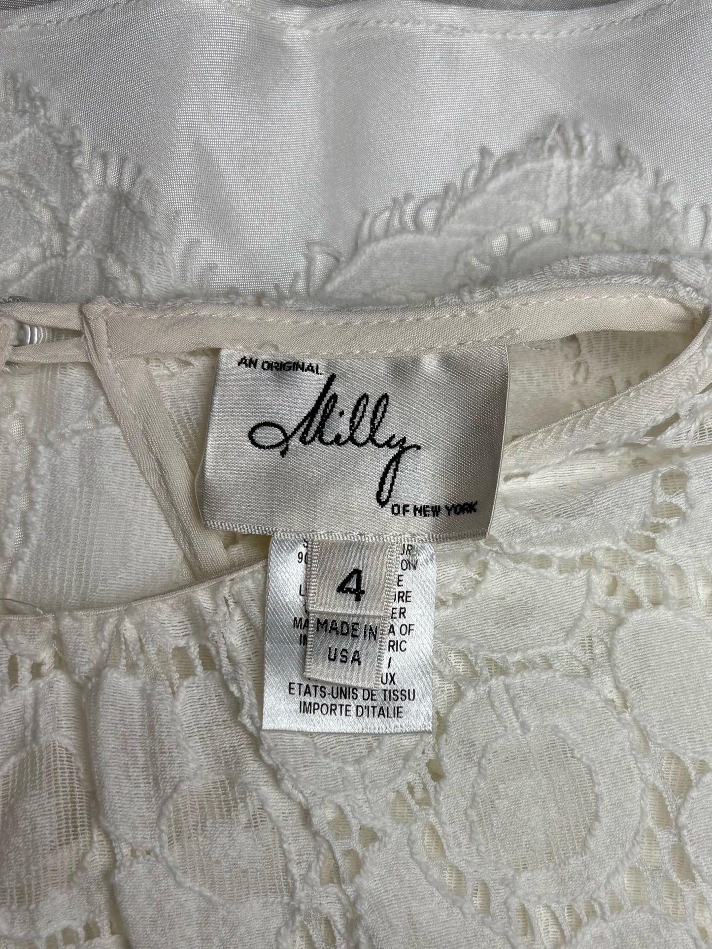 Size 4 Milly of New York White Lace Women's Cotton Pre-owned Blouse