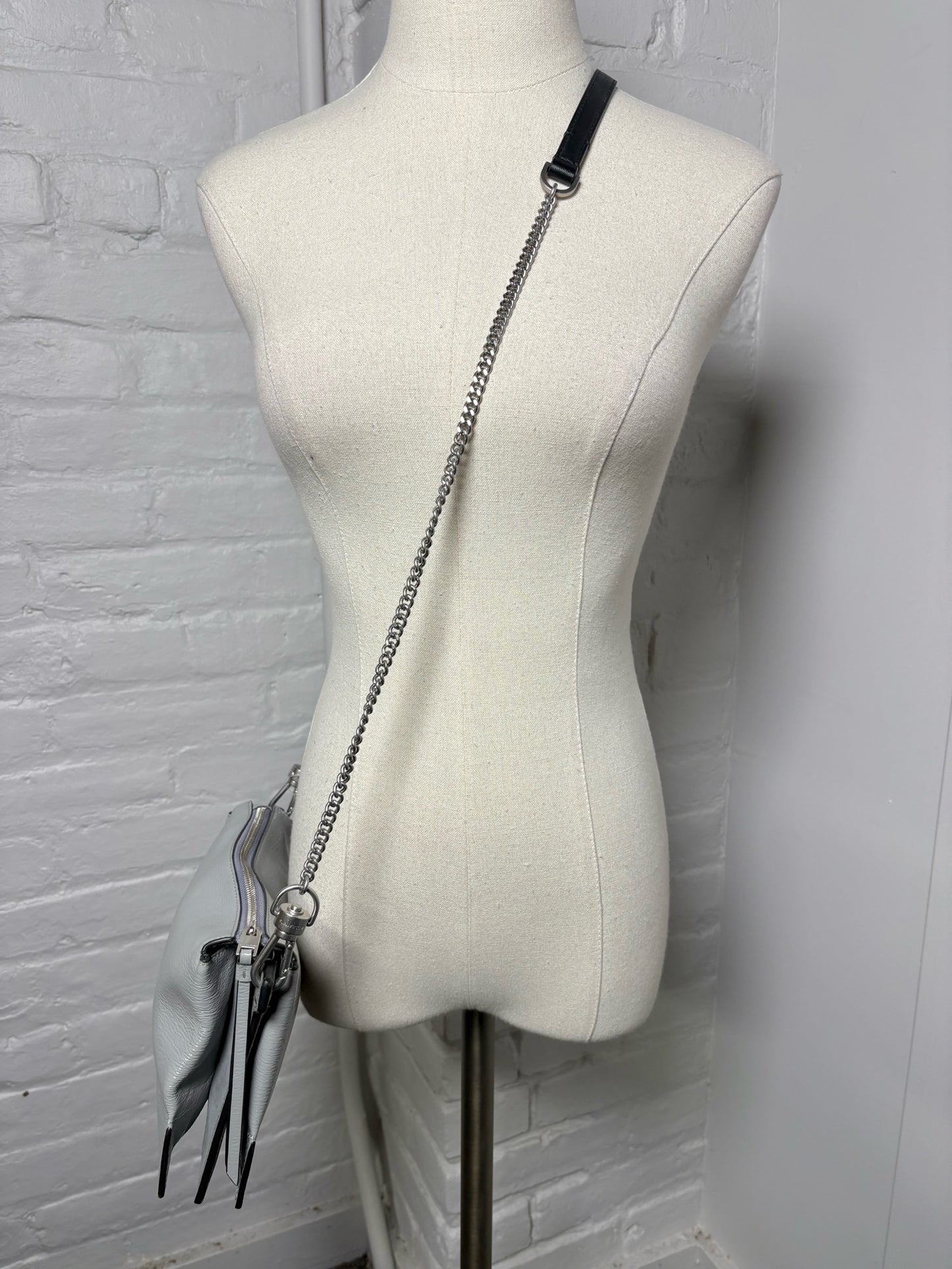 Leather AllSaints Solid Leather Light Gray Small Purse