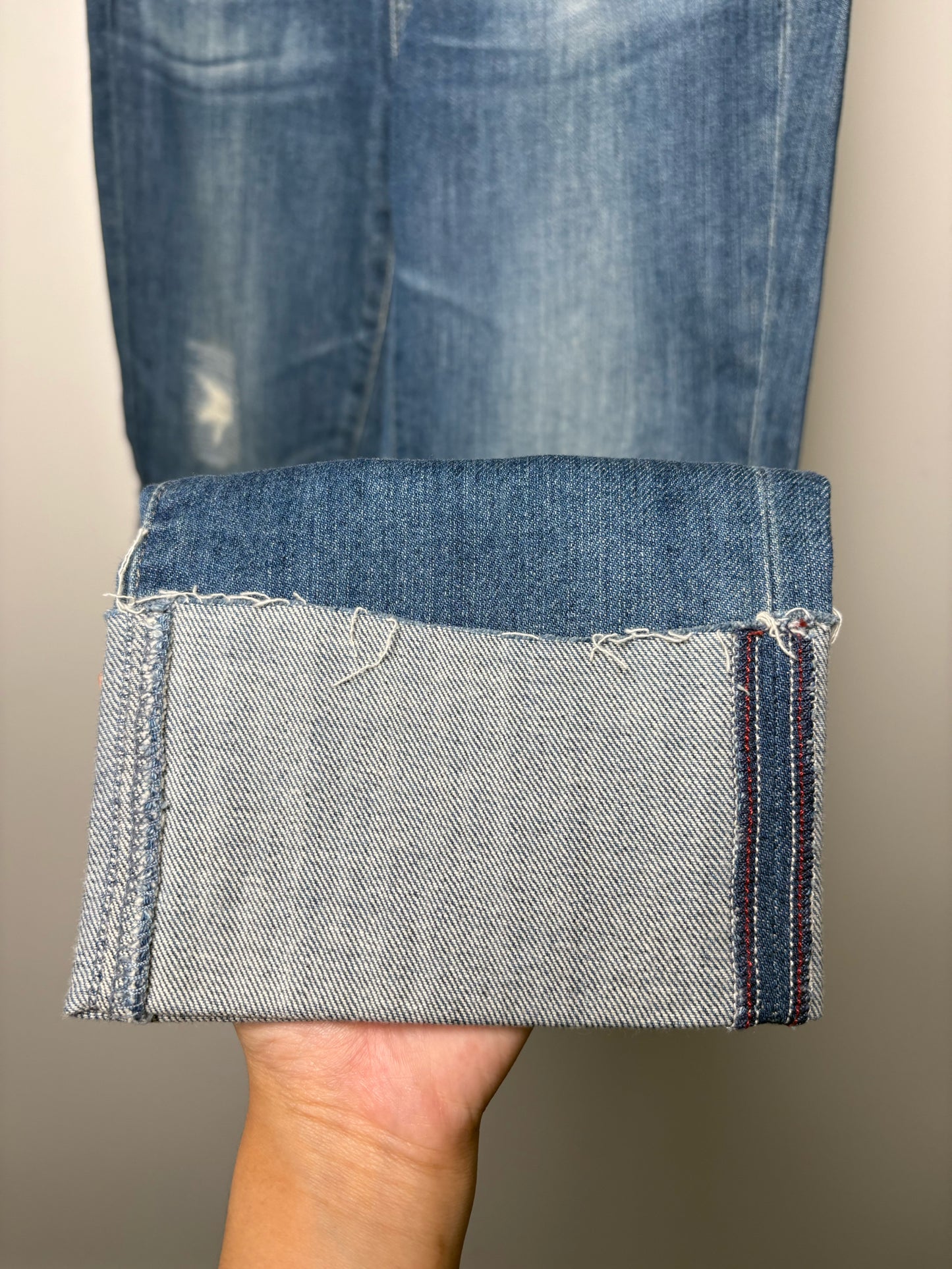 Women Size 28 Adriano Goldschmied Metallic Blue Distressed Denim NWT Jeans