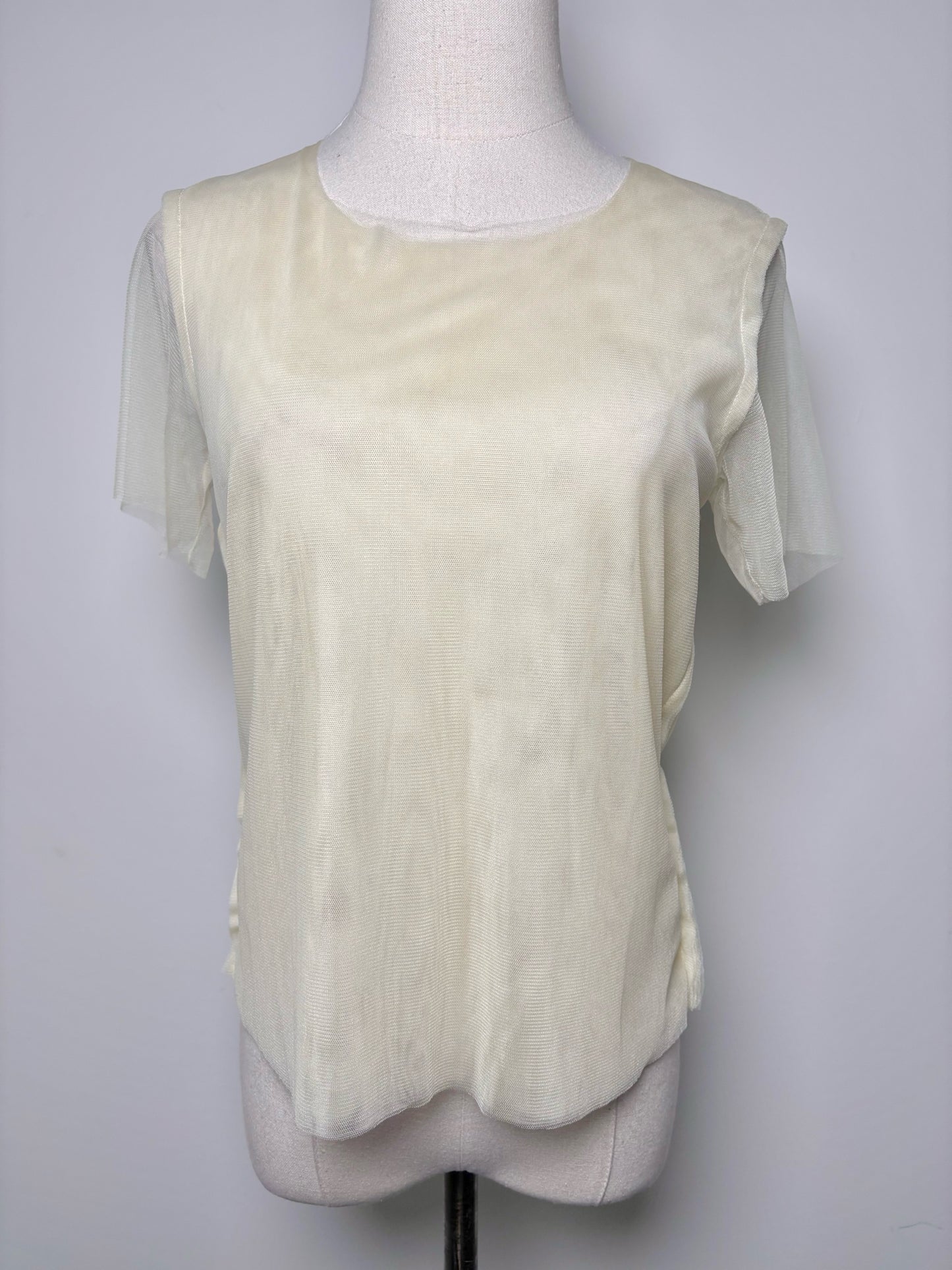 Women Size S Comme des Garcon Buttercream Solid 100% Nylon Shirt