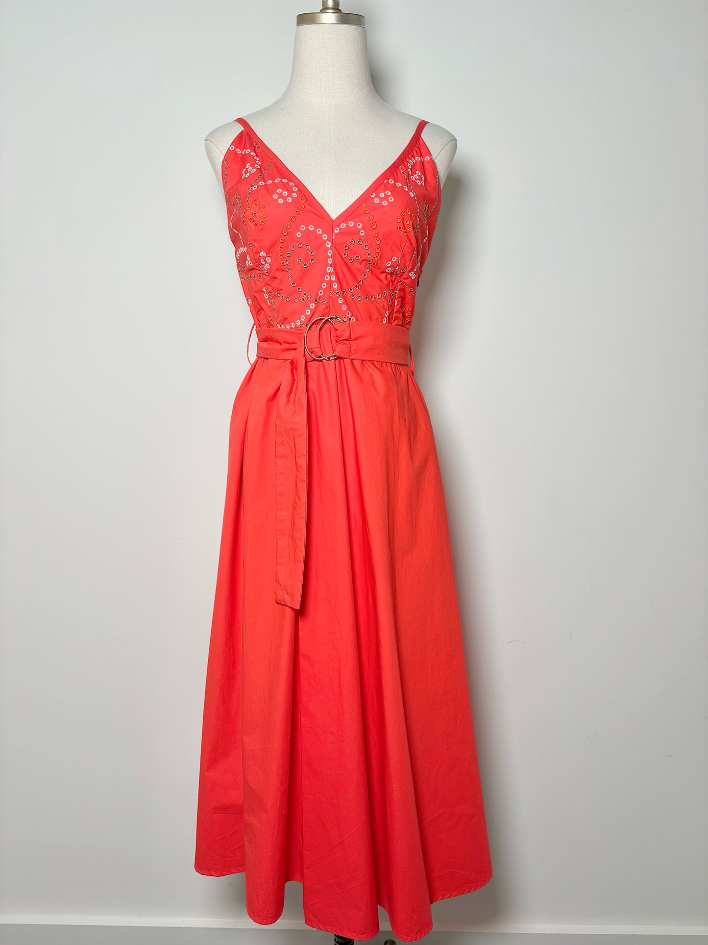 Women Size XS Emily Lovelock Red Solid Cotton NWT Dress