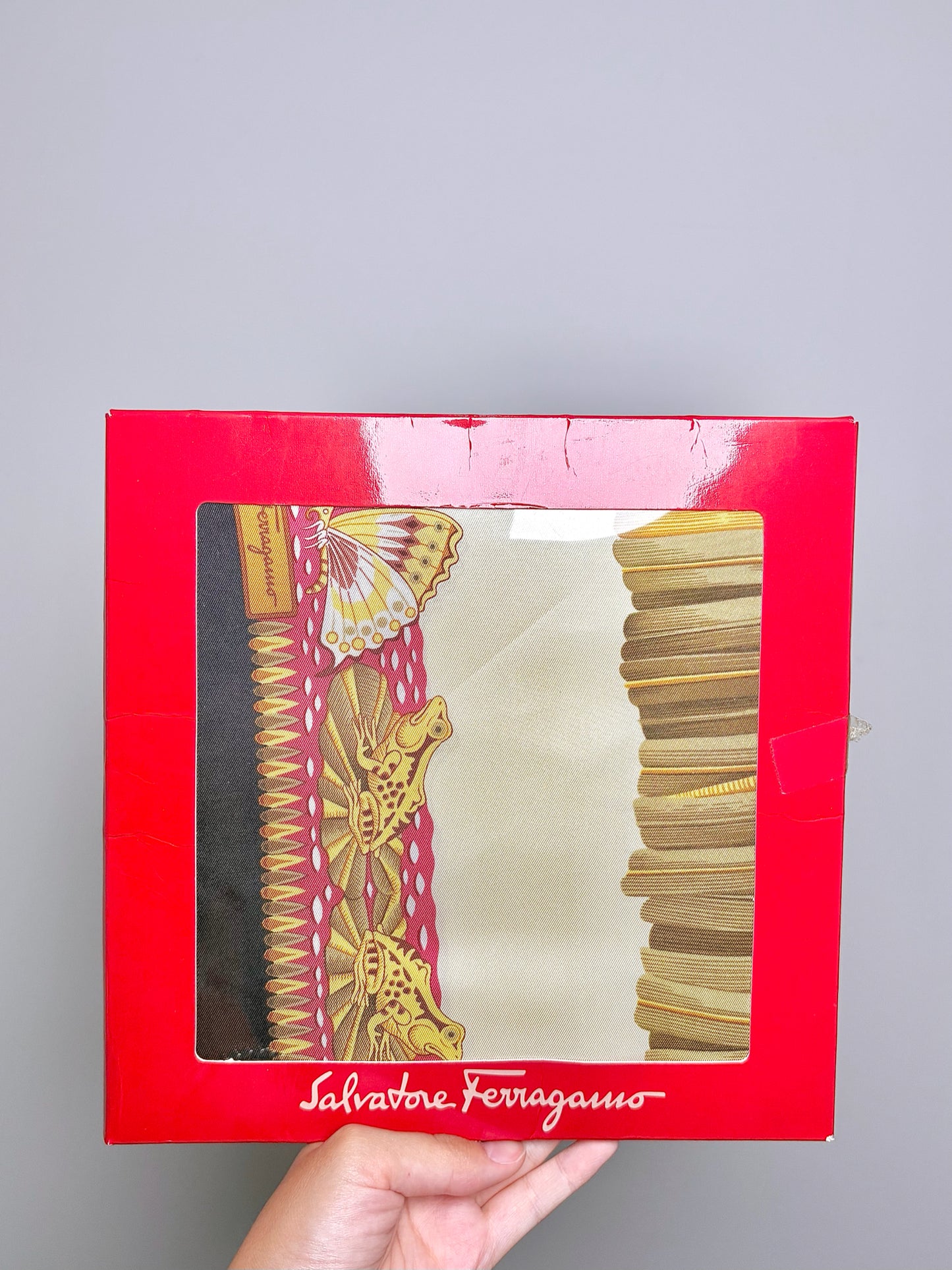 Salvatore Ferragamo Birds, Frogs, Stork, Silk Pre-owned Square Scarf