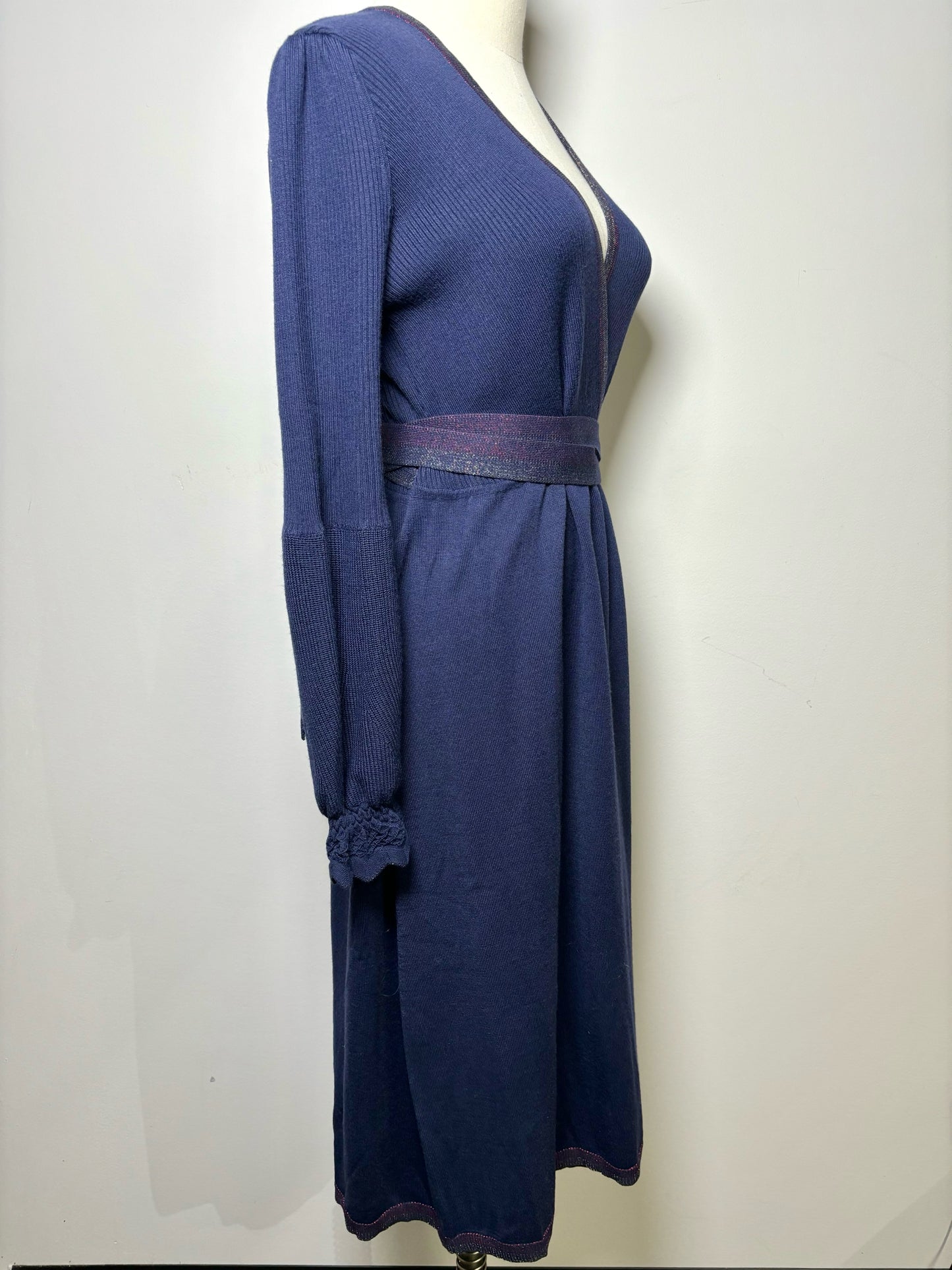 Women Size M Diane Von Furstenberg Purple Solid Wool Wrap Dress