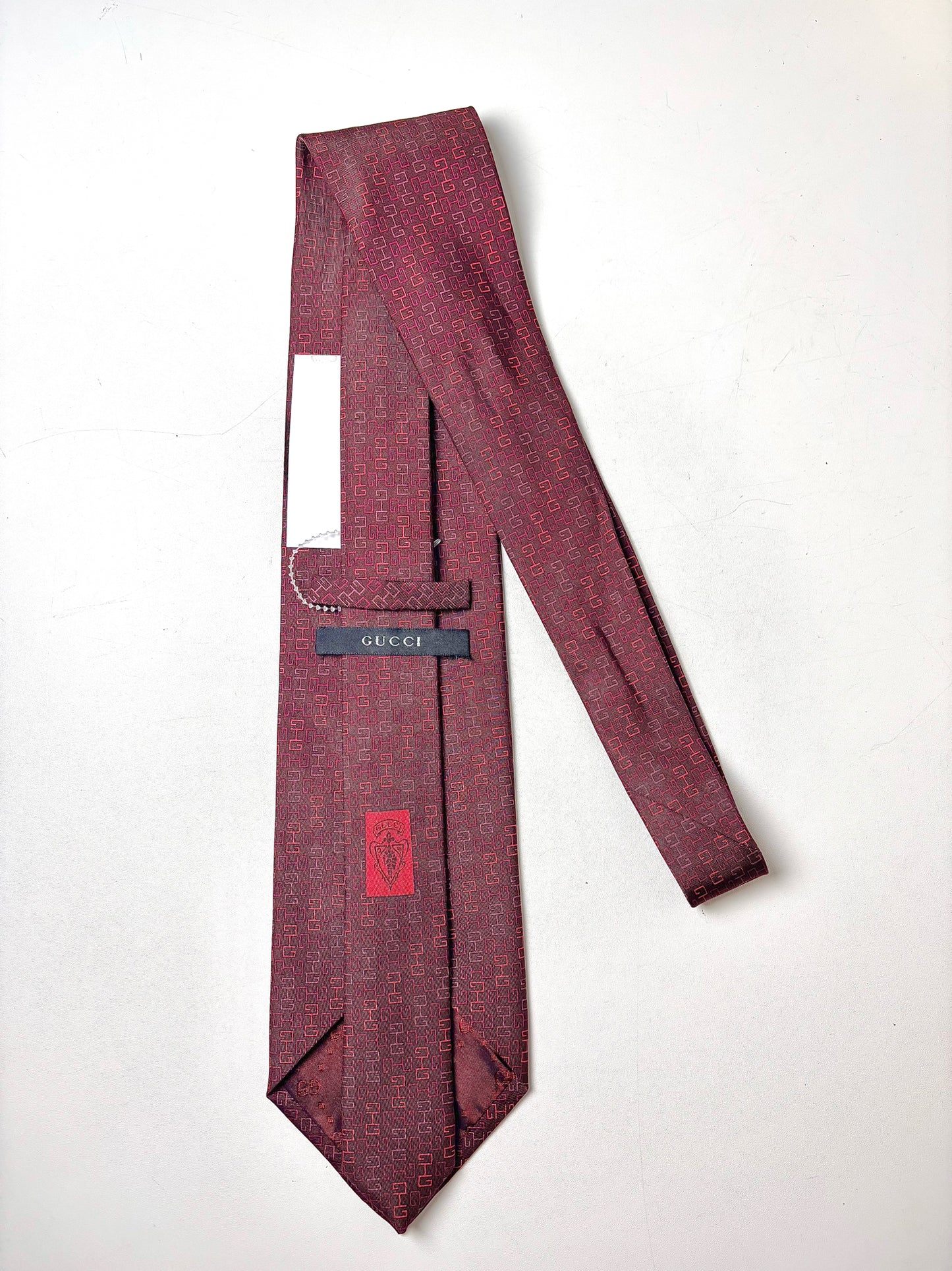 Gucci Burgundy Silk Logo Men's Tie