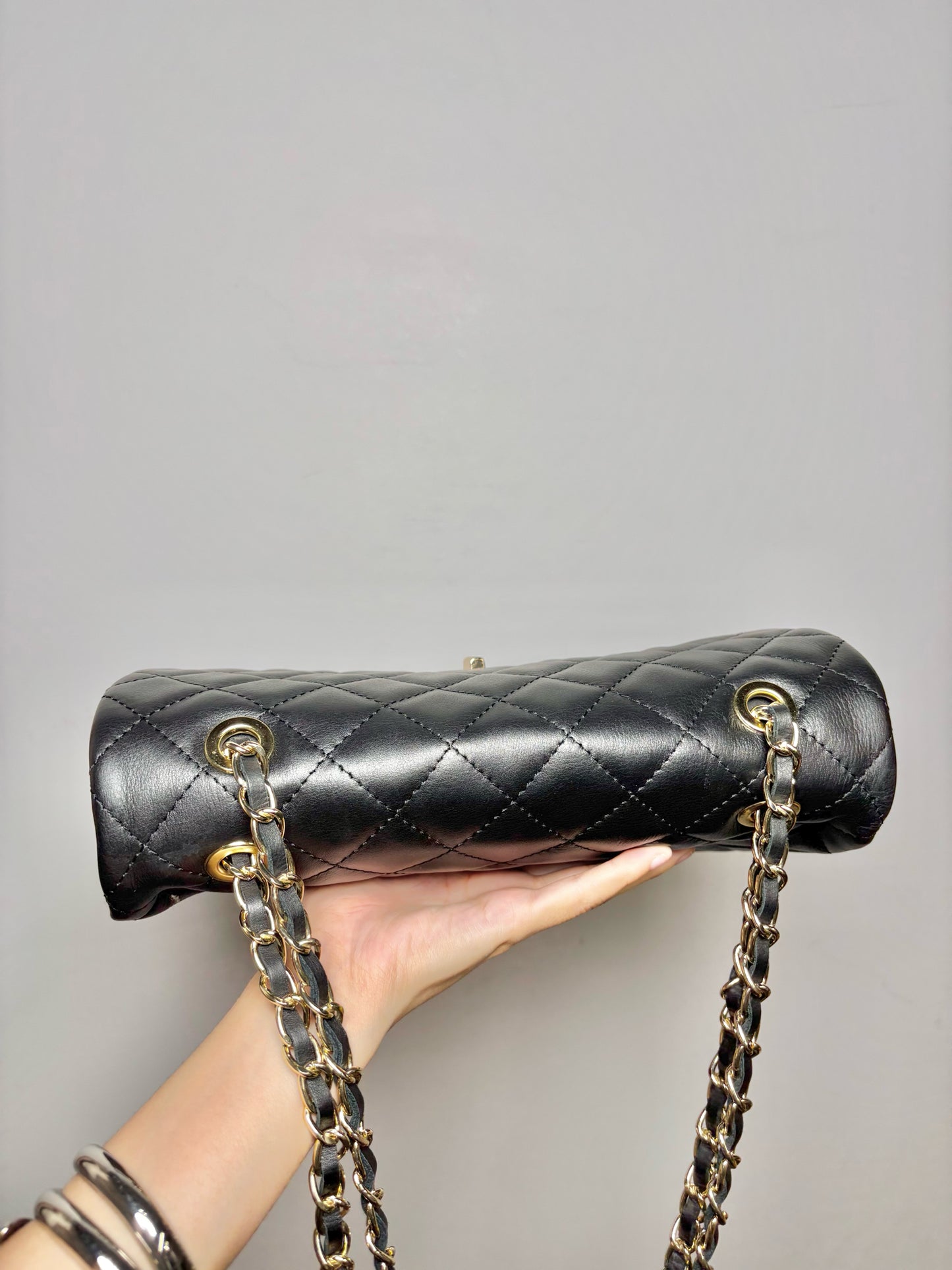 No Label Solid Leather Black Cowhide Flap Purse