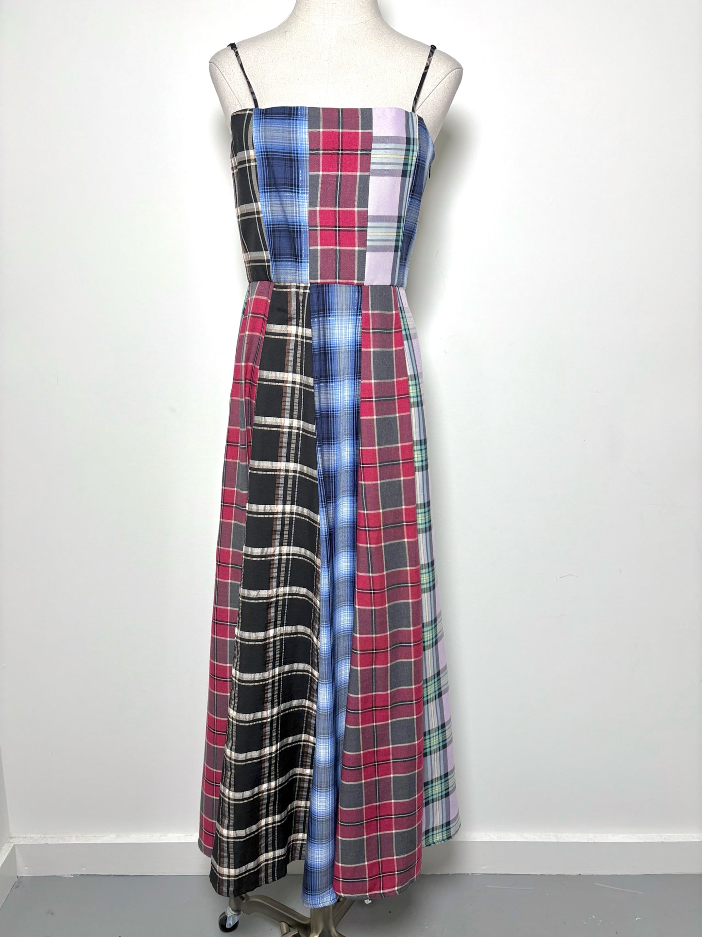 Women Size 4 Autumn Adeigbo Red, blue, pink, black, brown Plaid Cotton Dress