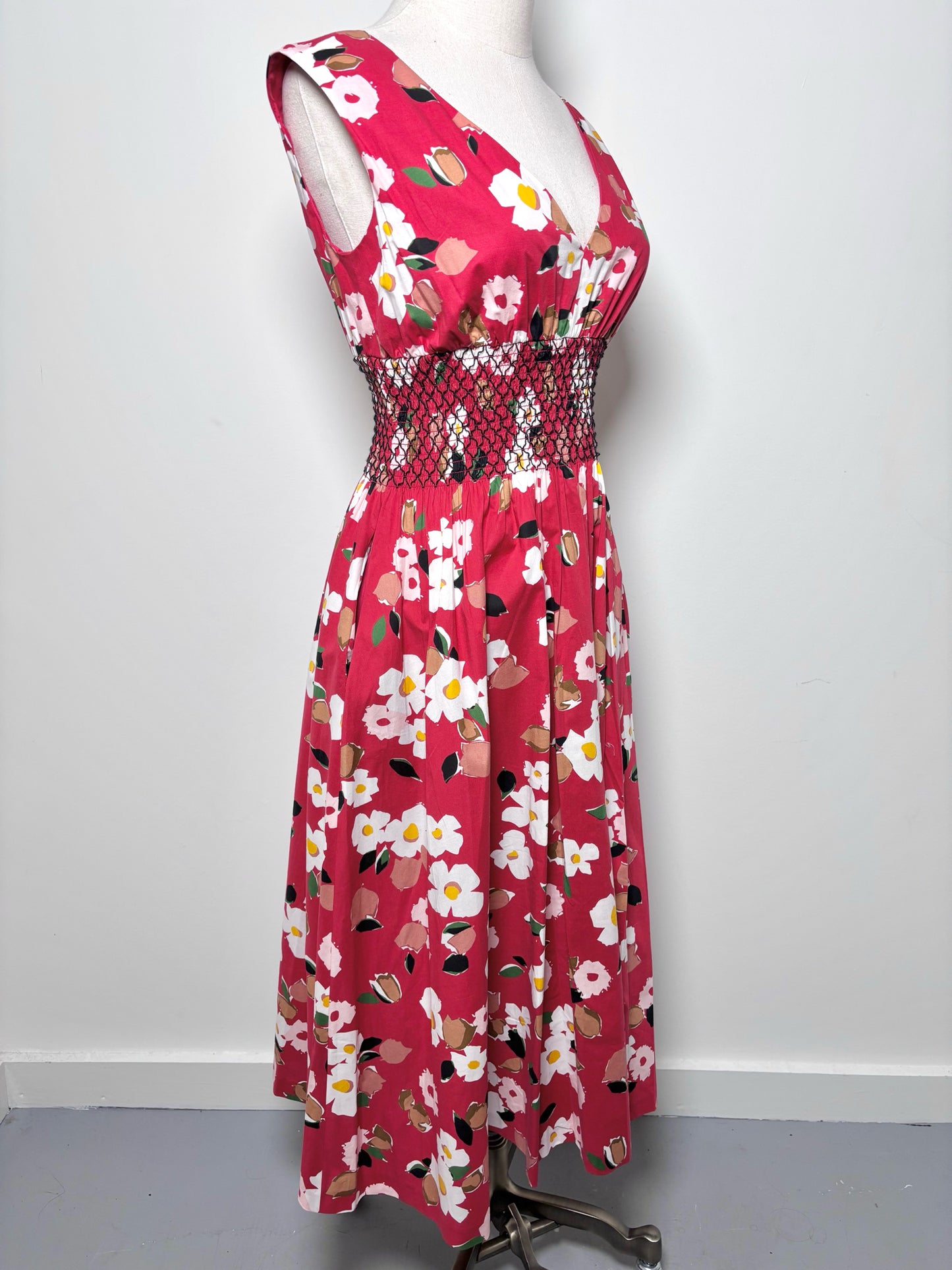 Women Size XS Kate Spade Madison Ave Red, white, black, green Floral NWT Dress