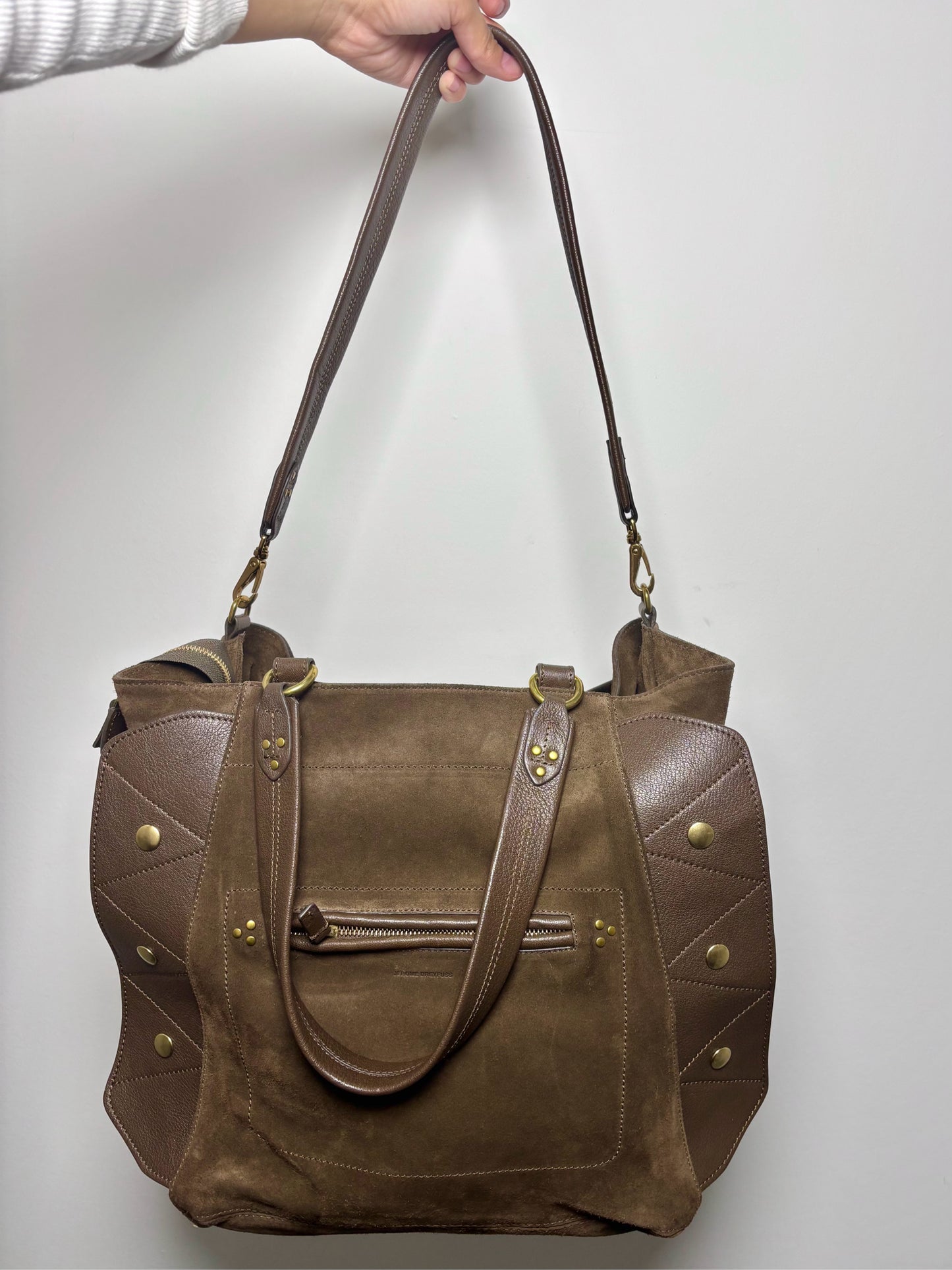 Jerome Dreyfuss Suede, Leather Roger Solid Tote/Crossbody Bag