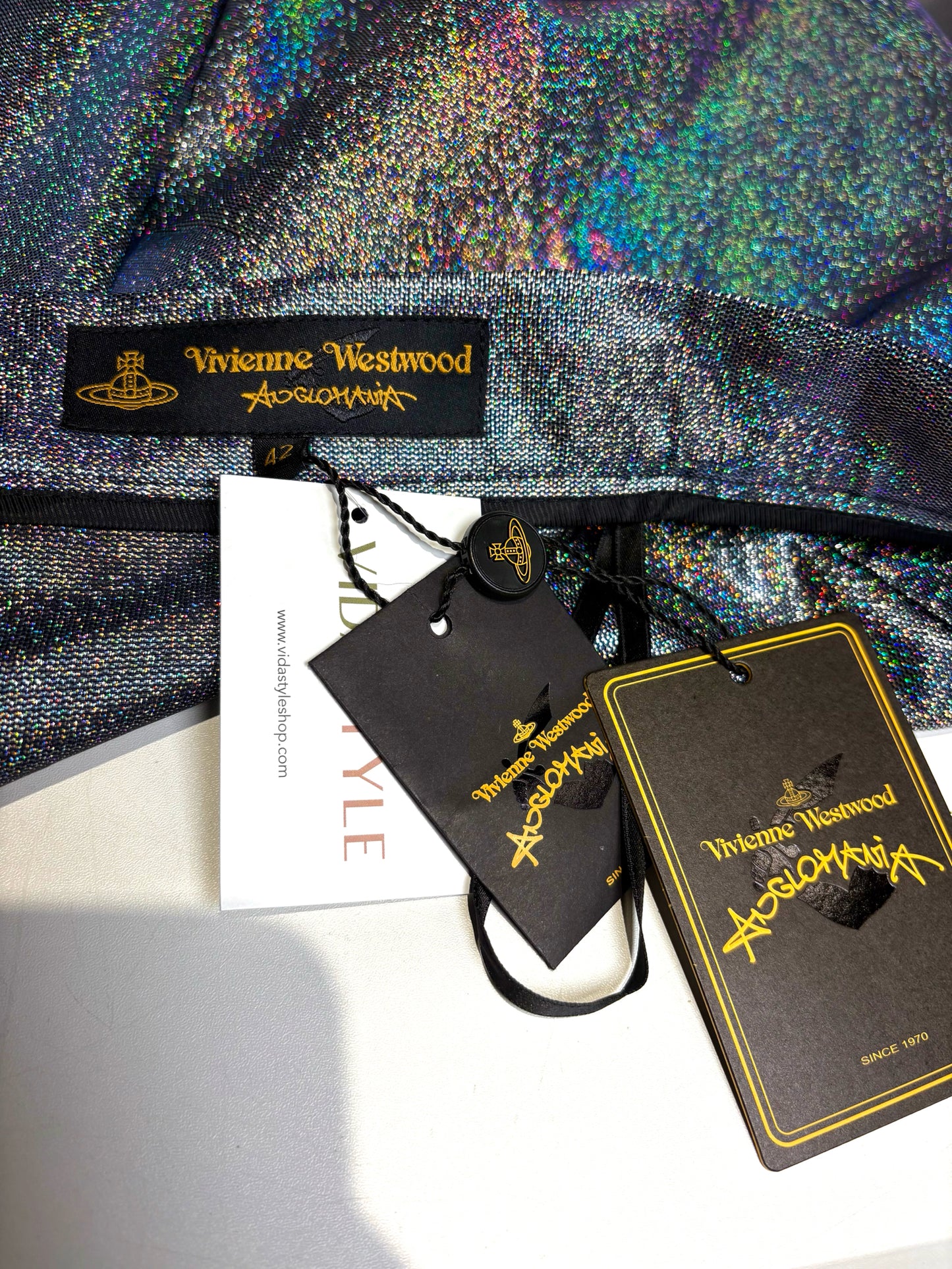 Women Size 42 Vivienne Westwood Anglomania Silver Iridescent Pre-Owned Midi Skirt