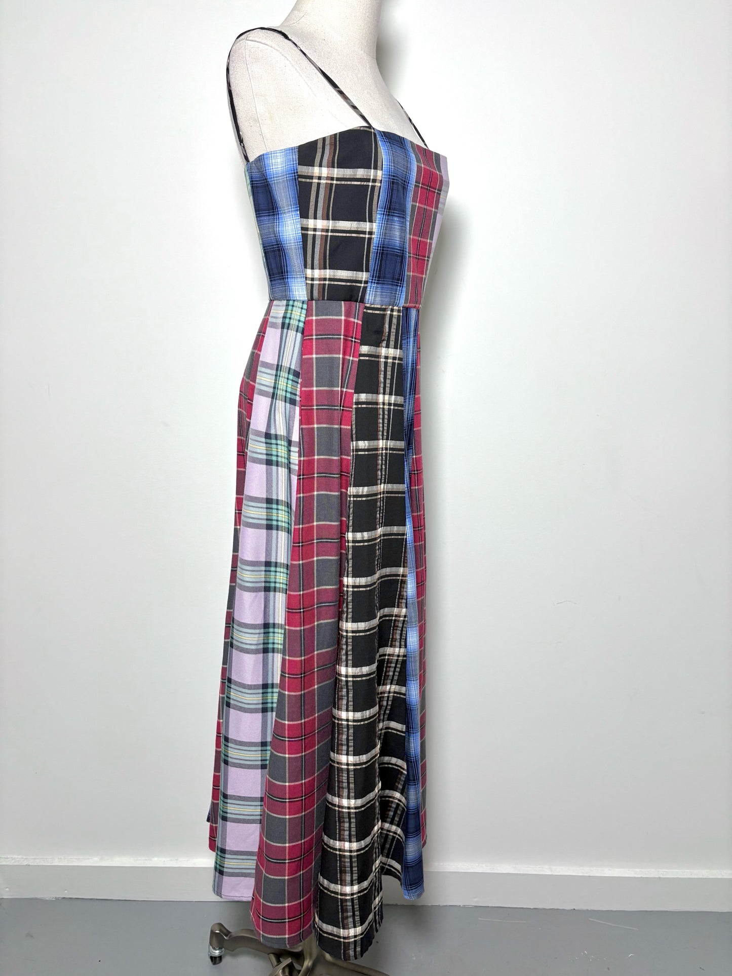 Women Size 4 Autumn Adeigbo Red, blue, pink, black, brown Plaid Cotton Dress