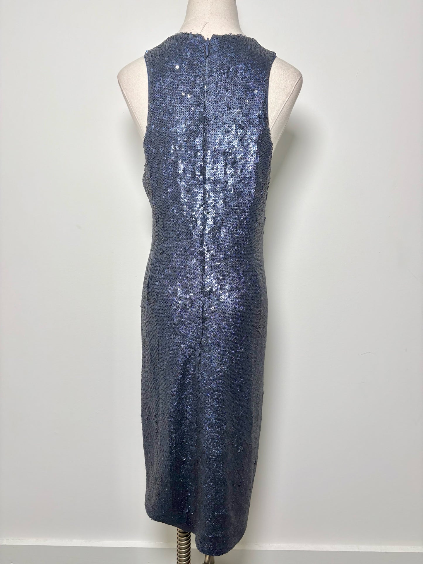 Women Size XL Halston Navy Sequins Viscose NWT Dress