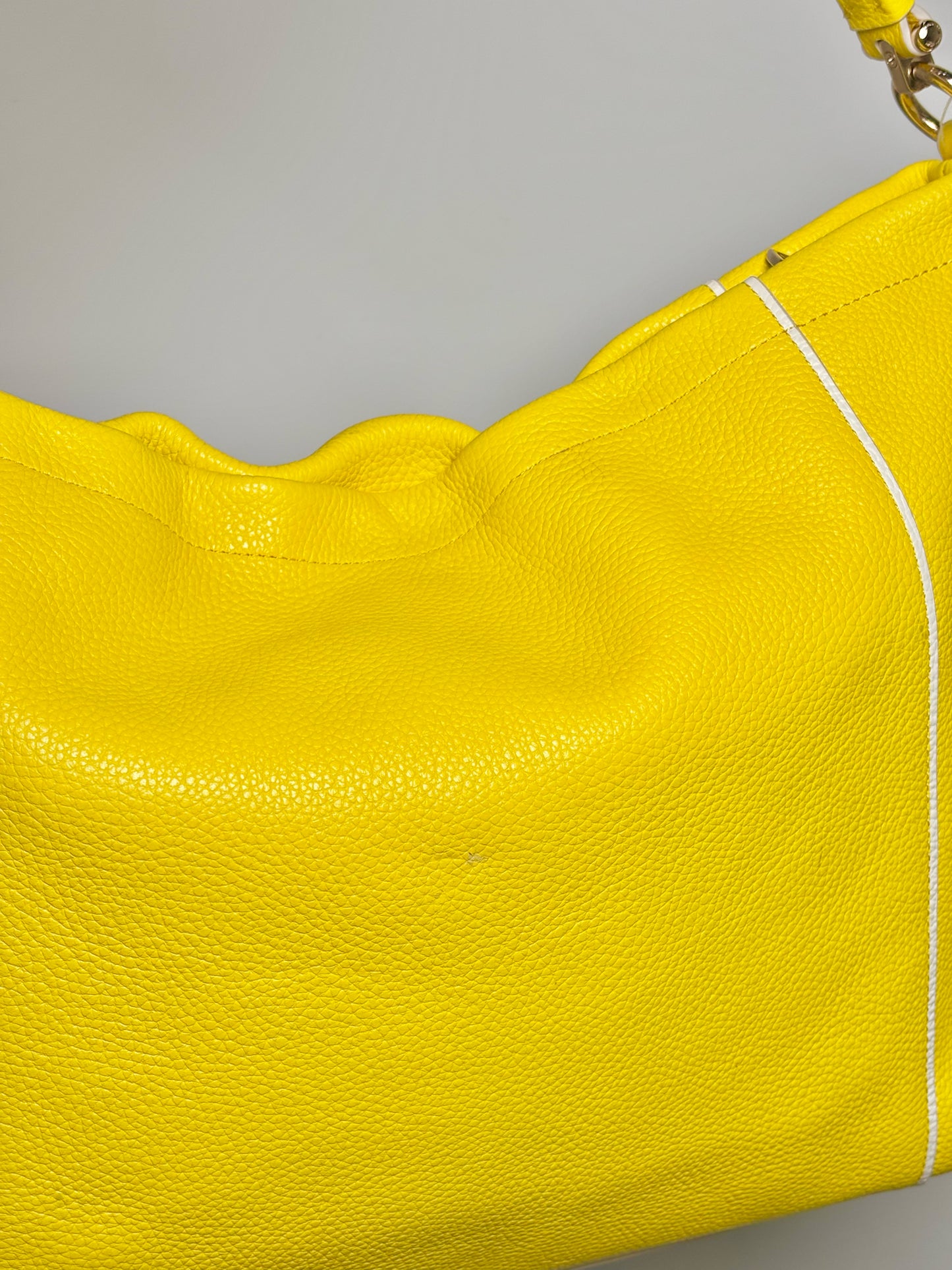 Coach Leather Yellow Pebble Grain Leather Scout Hobo Bag