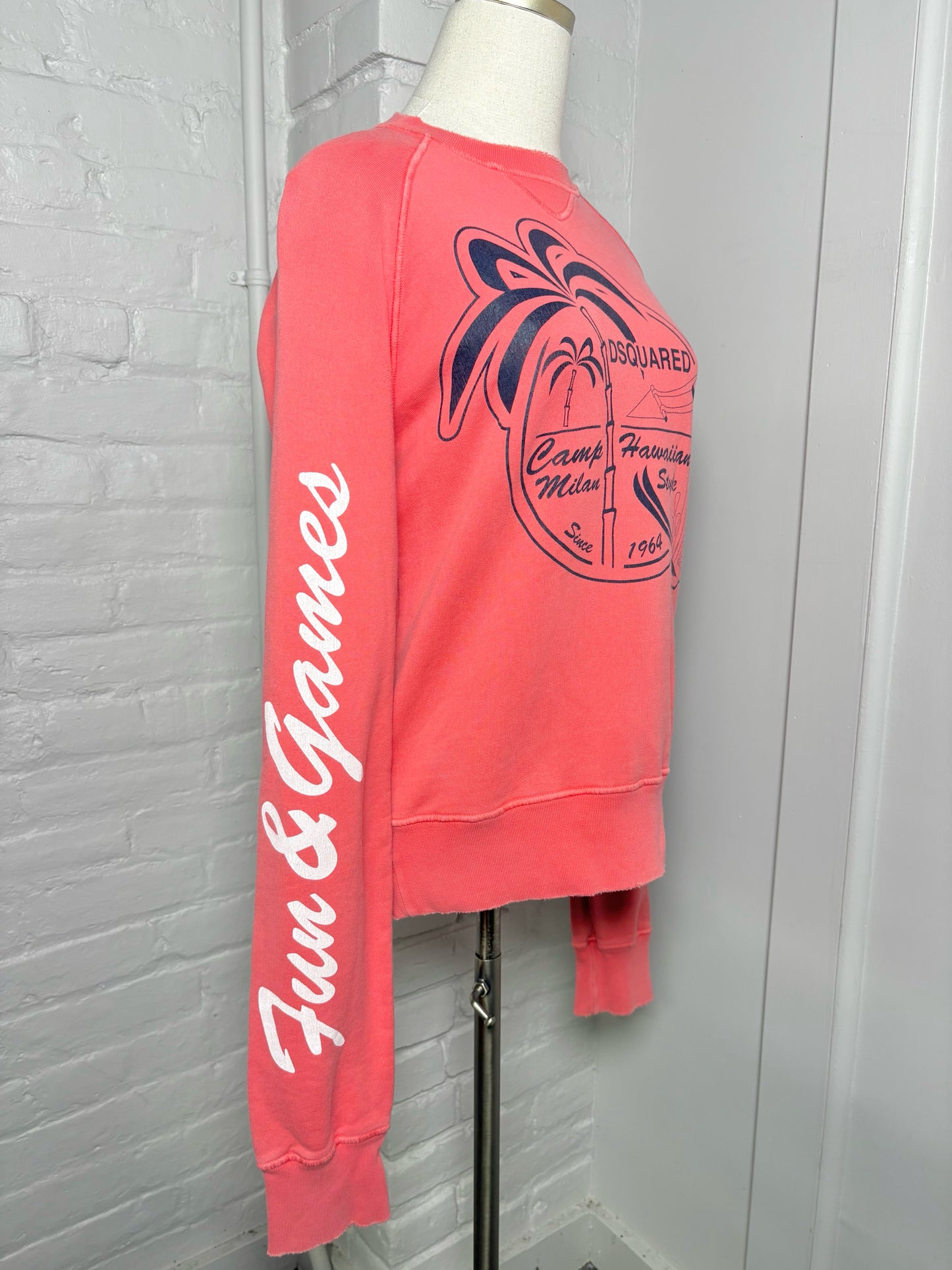 Women Size S Dsquared2 Salmon Graphic Print Water Sports Fun & Games Sweatshirt
