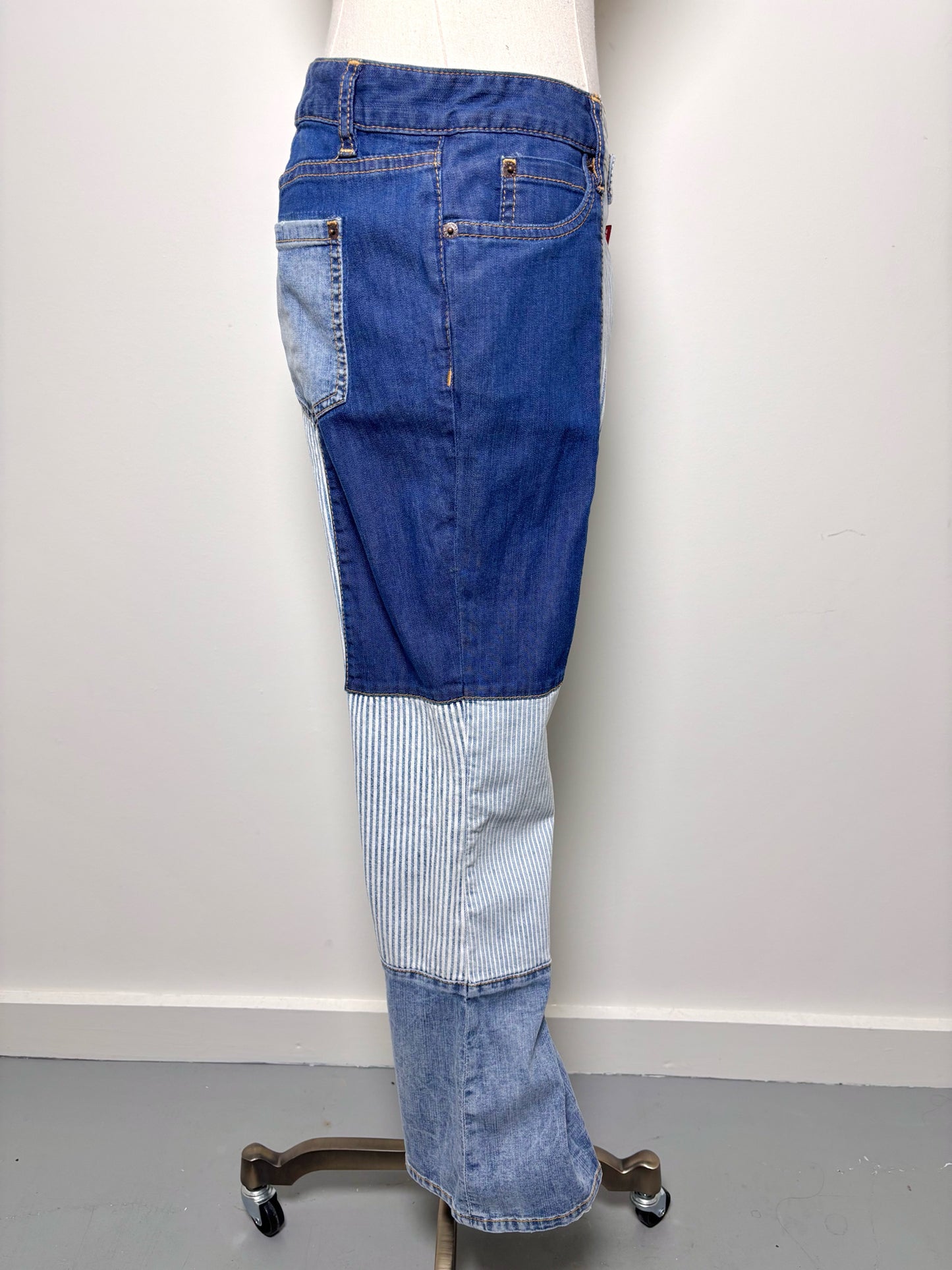 Women Size 44 Dsquared2 Blue, White Patchwork Cotton Jeans