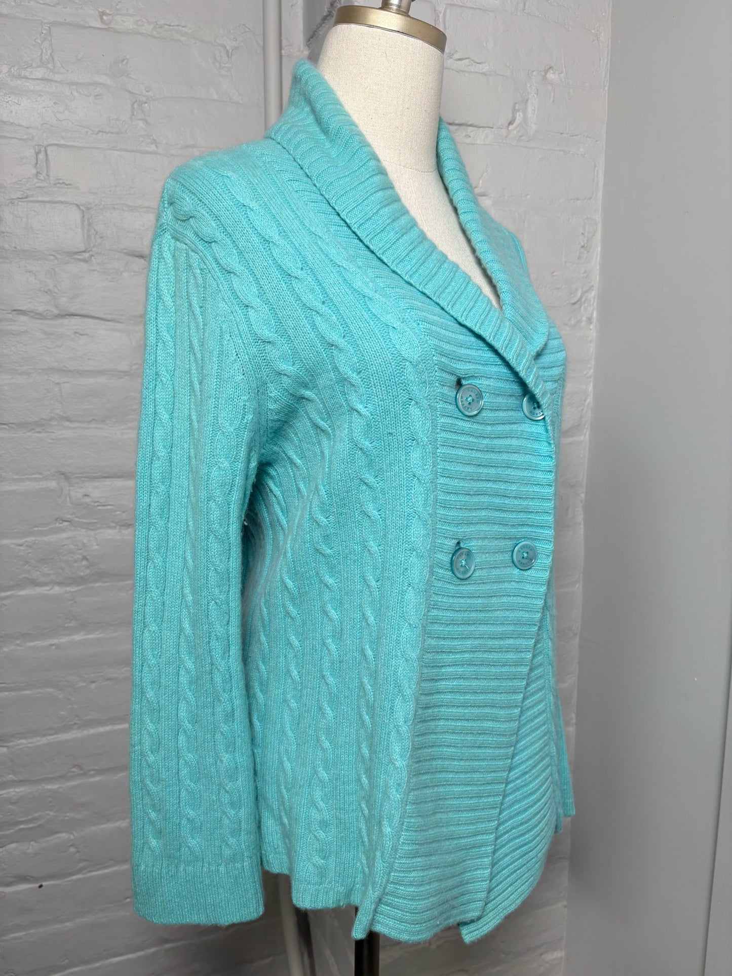 Women Size M Lauren Ralph Lauren Turquoise Knitted Cashmere Sweater