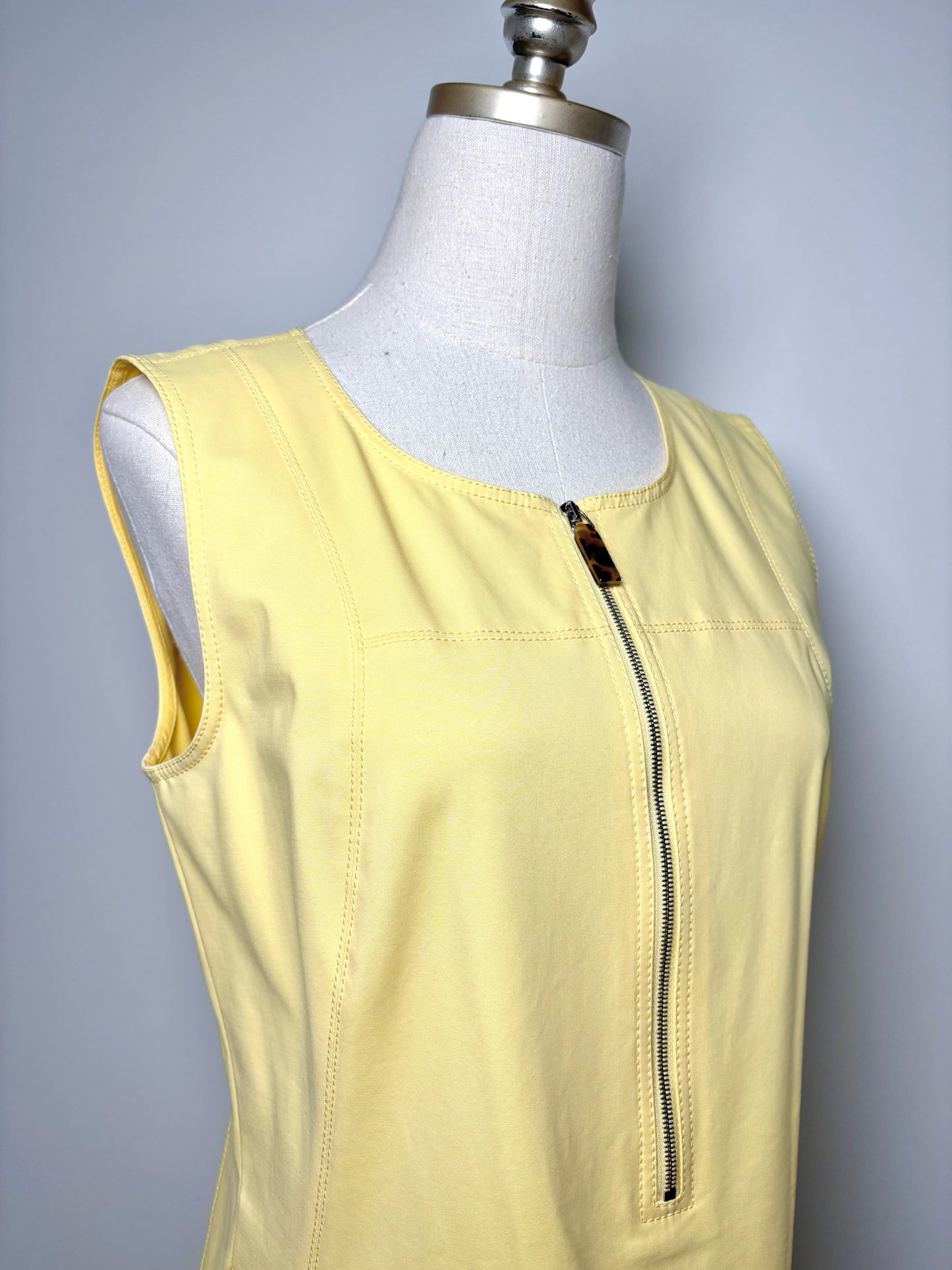 Women Size 8 Lafayette 148 Yellow Solid Cotton, Polyamide, Elastane Dress