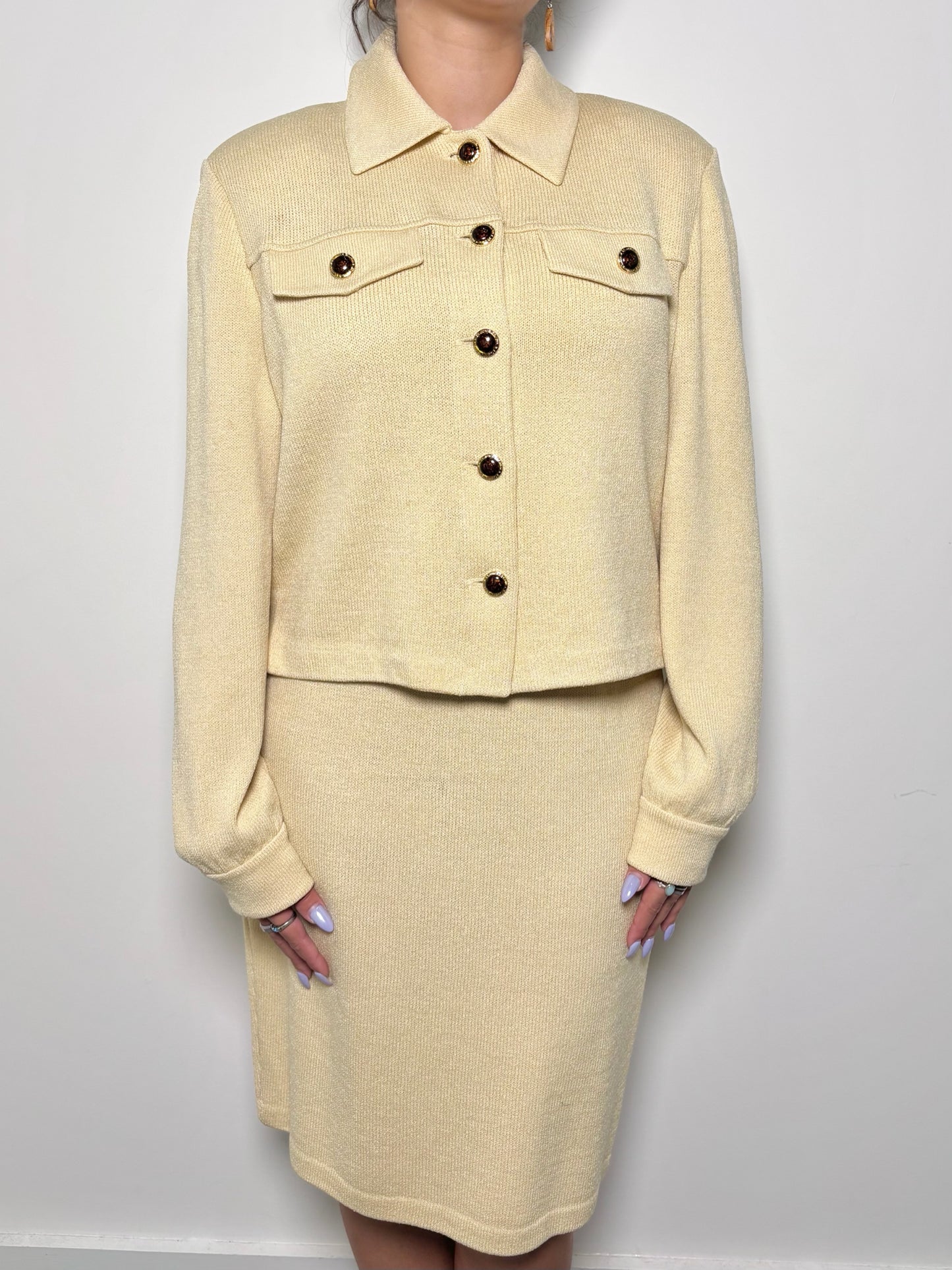 Women Size 8 St. John Yellow Solid Blazer