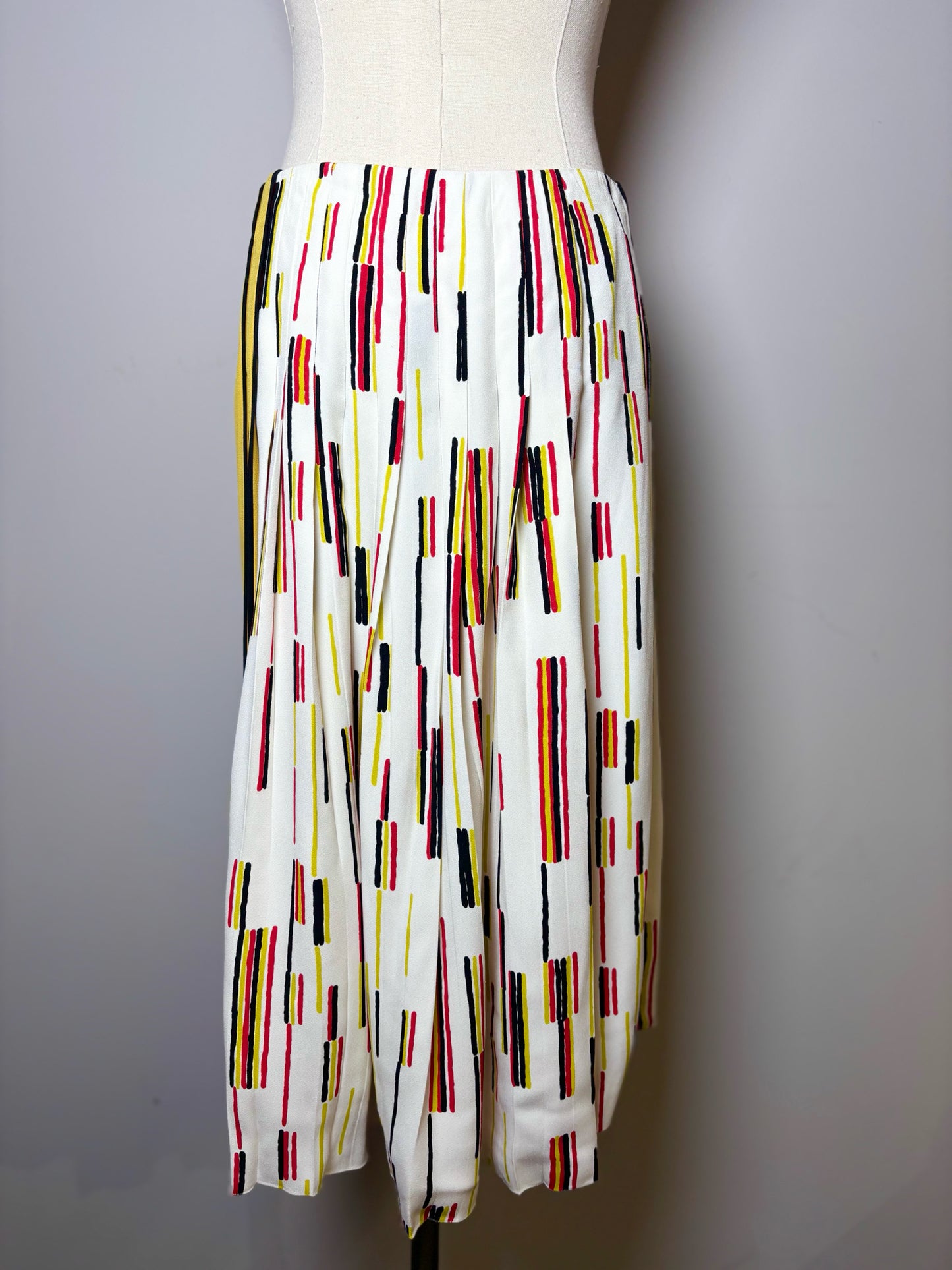 Women Size 6 Prada Yellow Red Black Stripe Viscose Skirt
