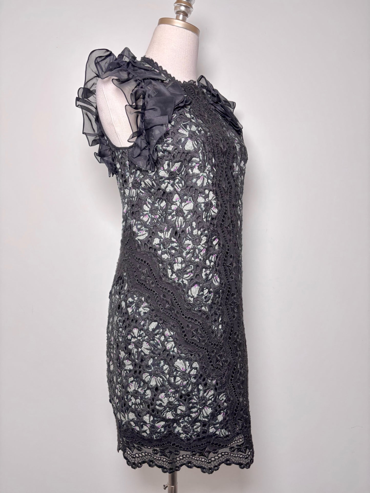 Women Size 4 Rebecca Taylor Black Eyelet NWT Sheath Dress