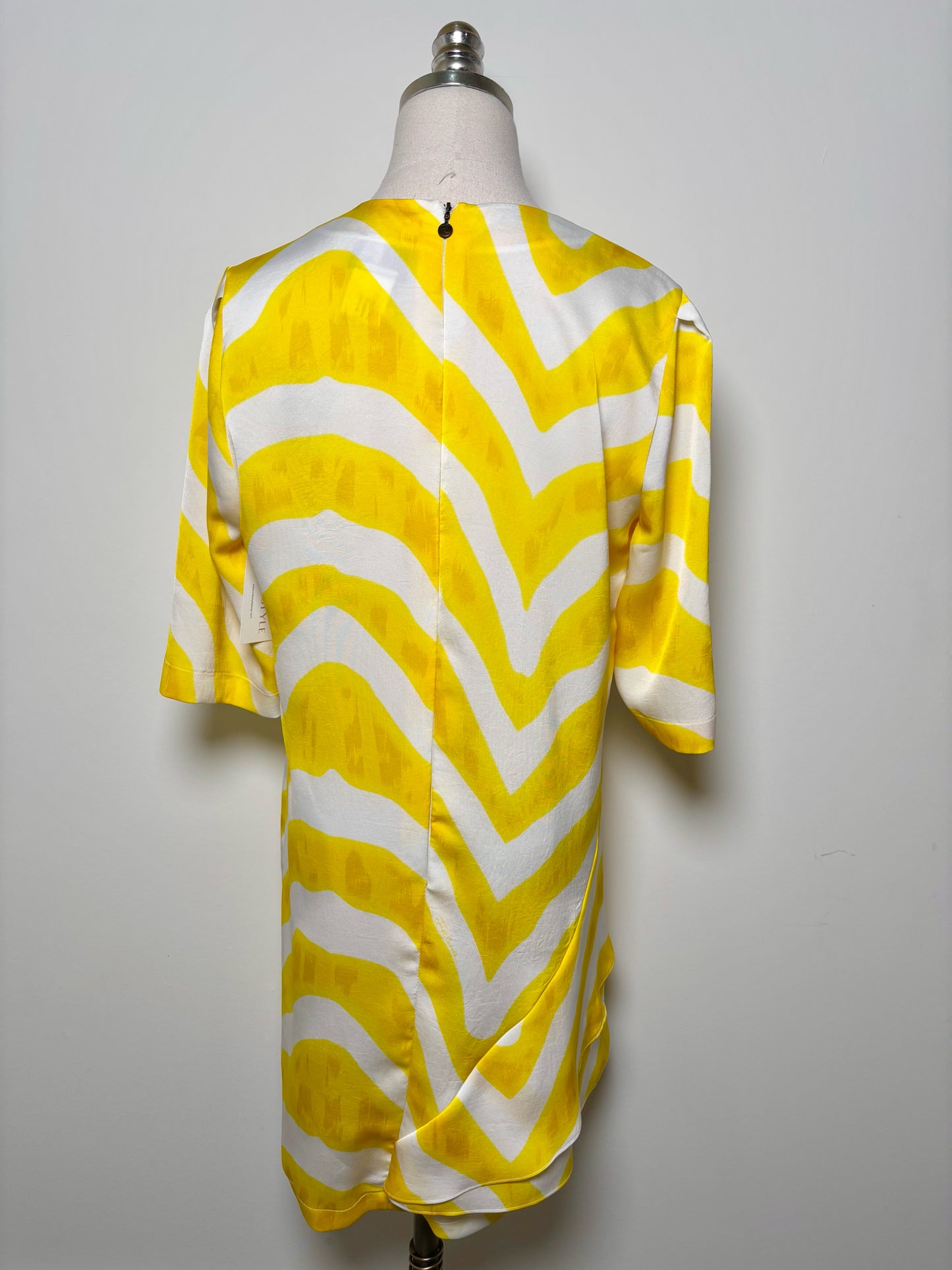 Women Size 46 Just Cavalli Yellow, White Stripe Dress