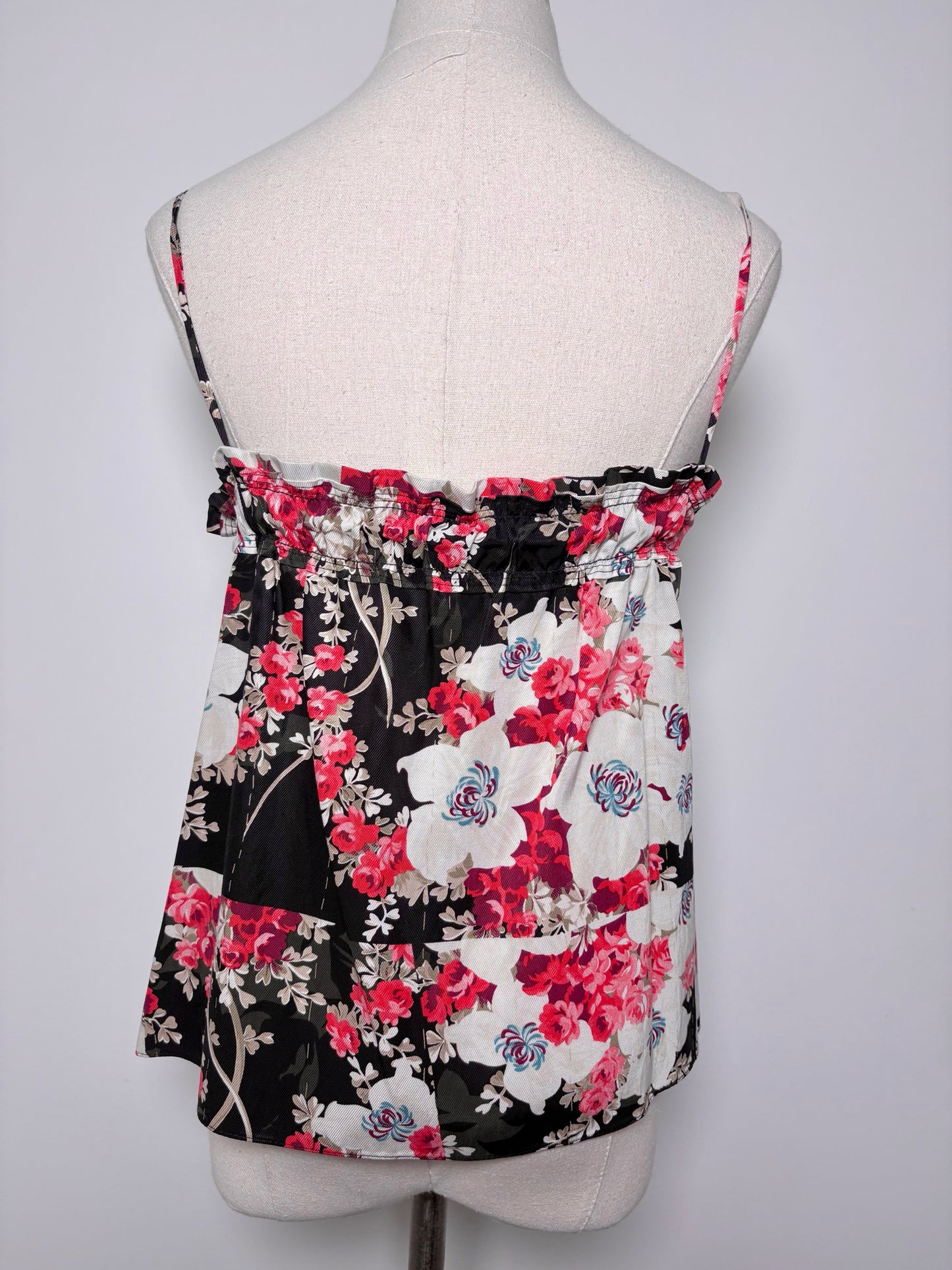 Women Size XS Rag & Bone Black, Red, Cream Floral Cotton, Cupro Shirt