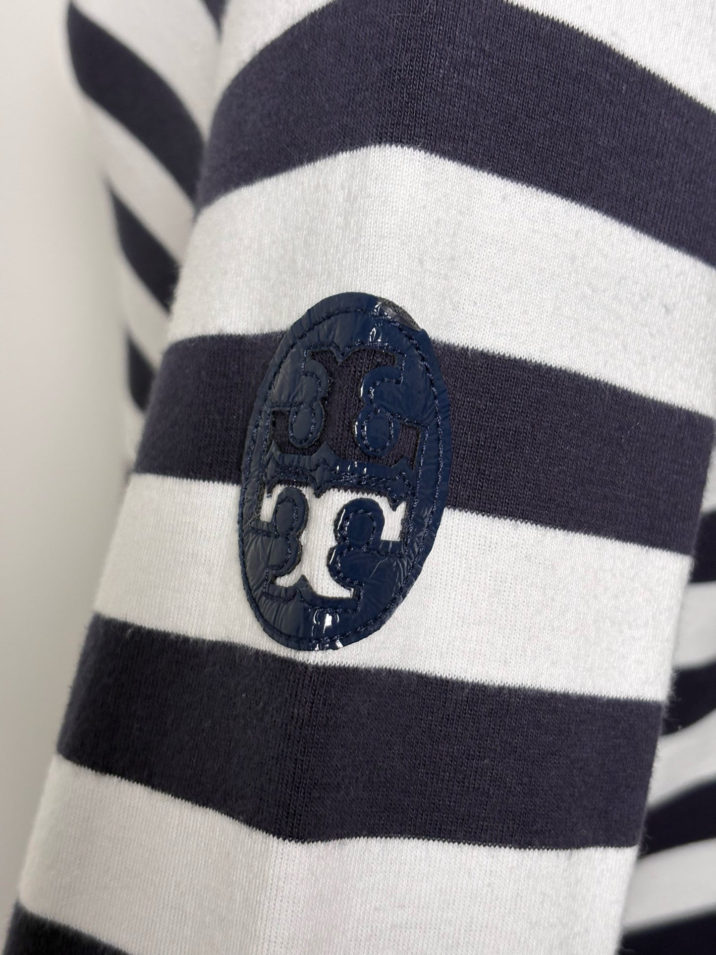 Women Size M Tory Burch Navy & White Stripe Cotton Dress