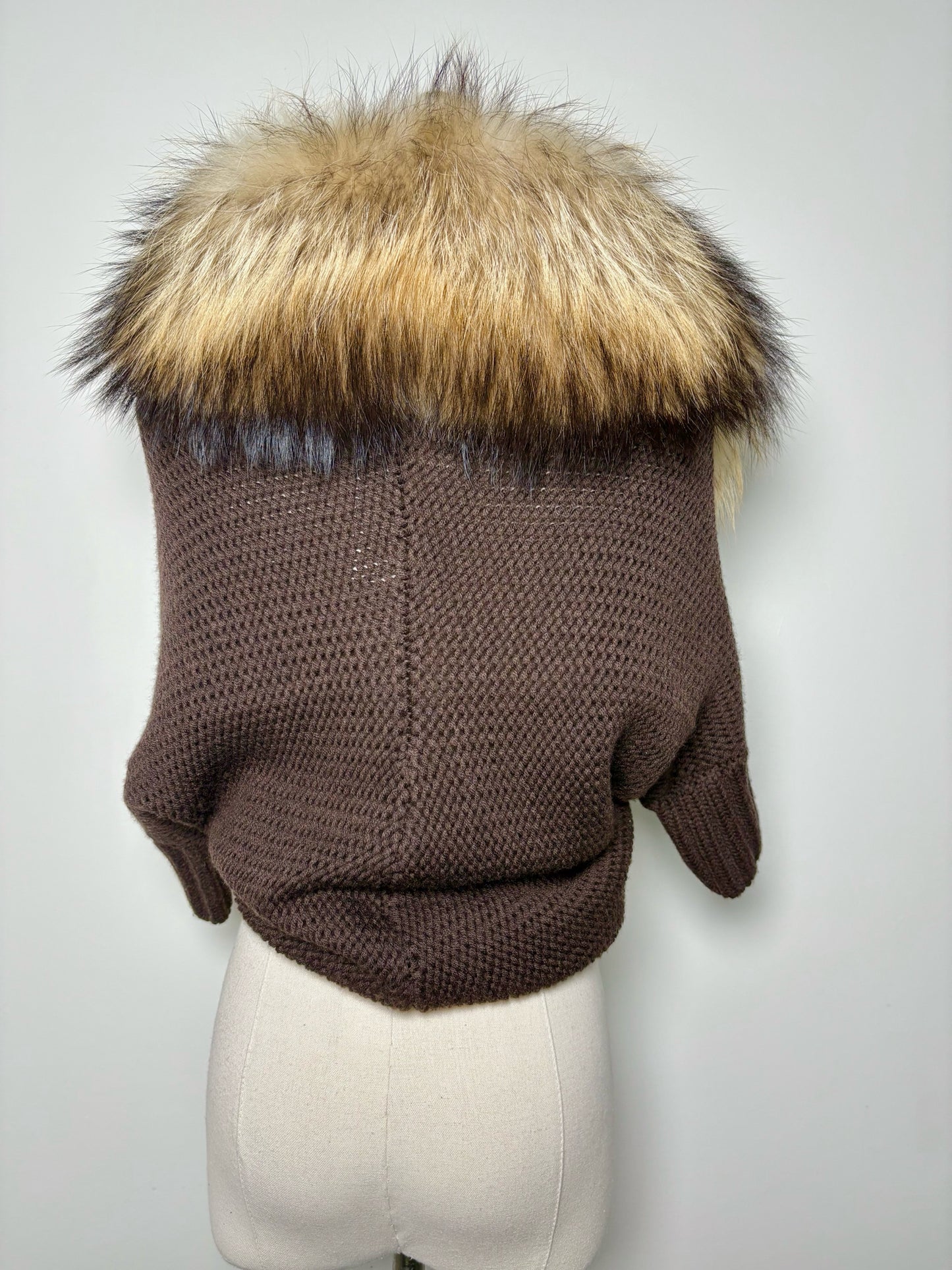Women Size XS Alice + Olivia Brown Knitted Wool & Fur Pre-owned Sweater