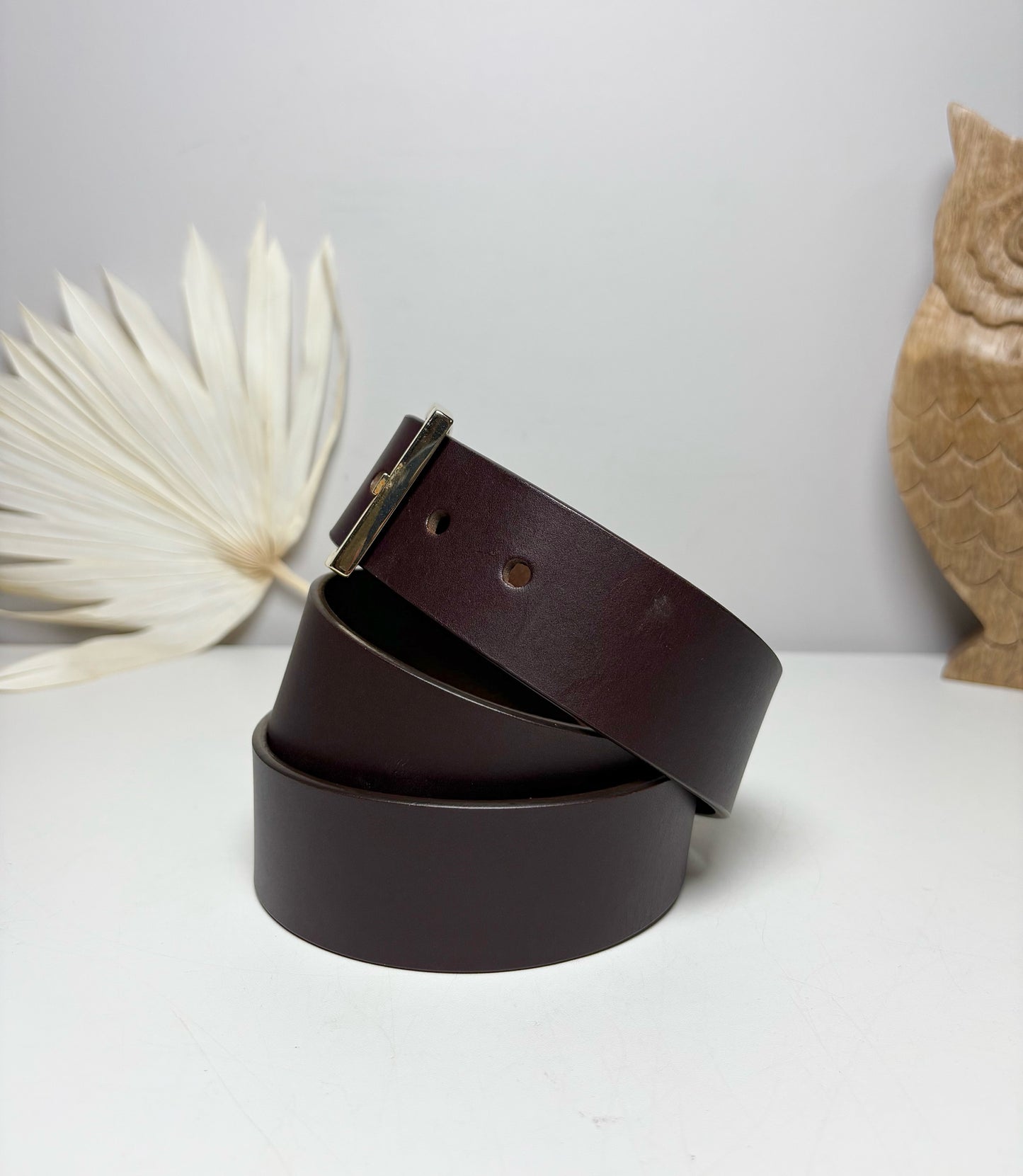 Mens Size M Gucci Chocolate Brown Leather Solid Men's Belt