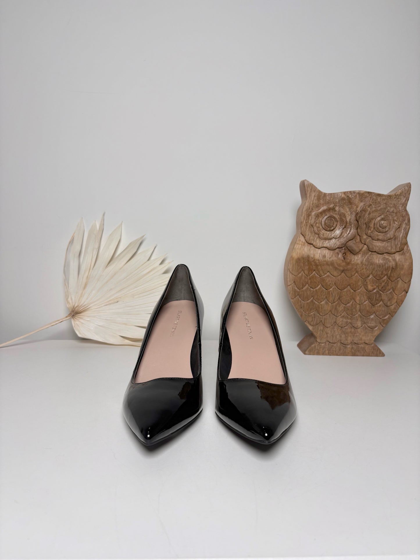 W Shoe Size 6.5 Stuart Weitzman Black Leather Patent NWOT Heels