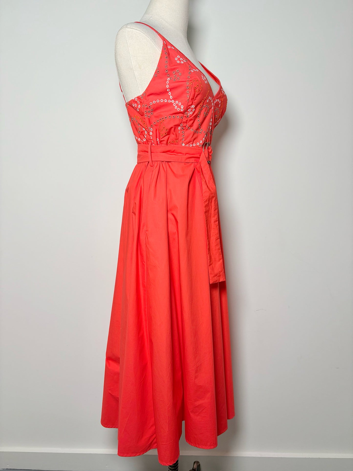 Women Size XS Emily Lovelock Red Solid Cotton NWT Dress