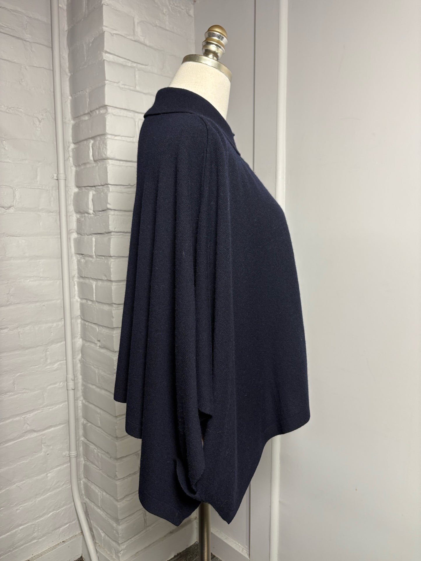 Women Size One Size Allude Dark Blue Cashmere Blend Cape Cardigan Sweater